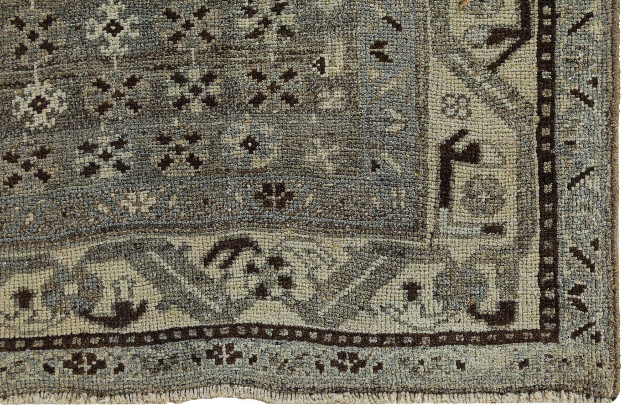 Persischer Bijar Small Teppich - Wolle Braun Grau Elfenbein Design - 89653 im Zustand „Hervorragend“ im Angebot in Dallas, TX