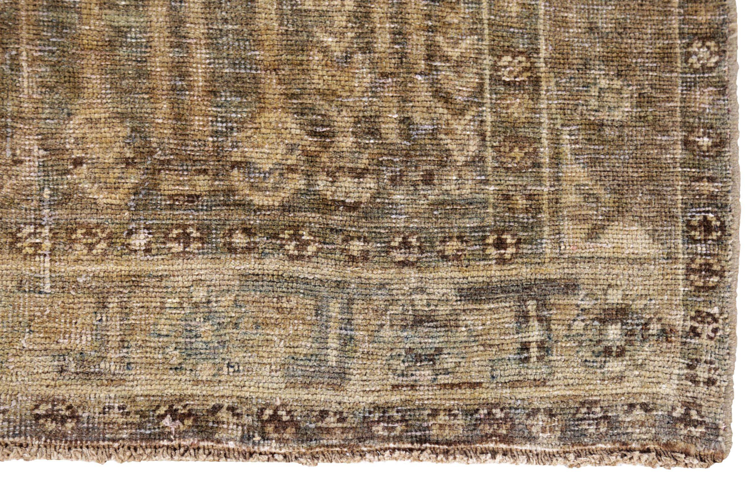 XX secolo Tappeto persiano Bijar Small - Lana Marrone Verde Avorio - 91452 in vendita