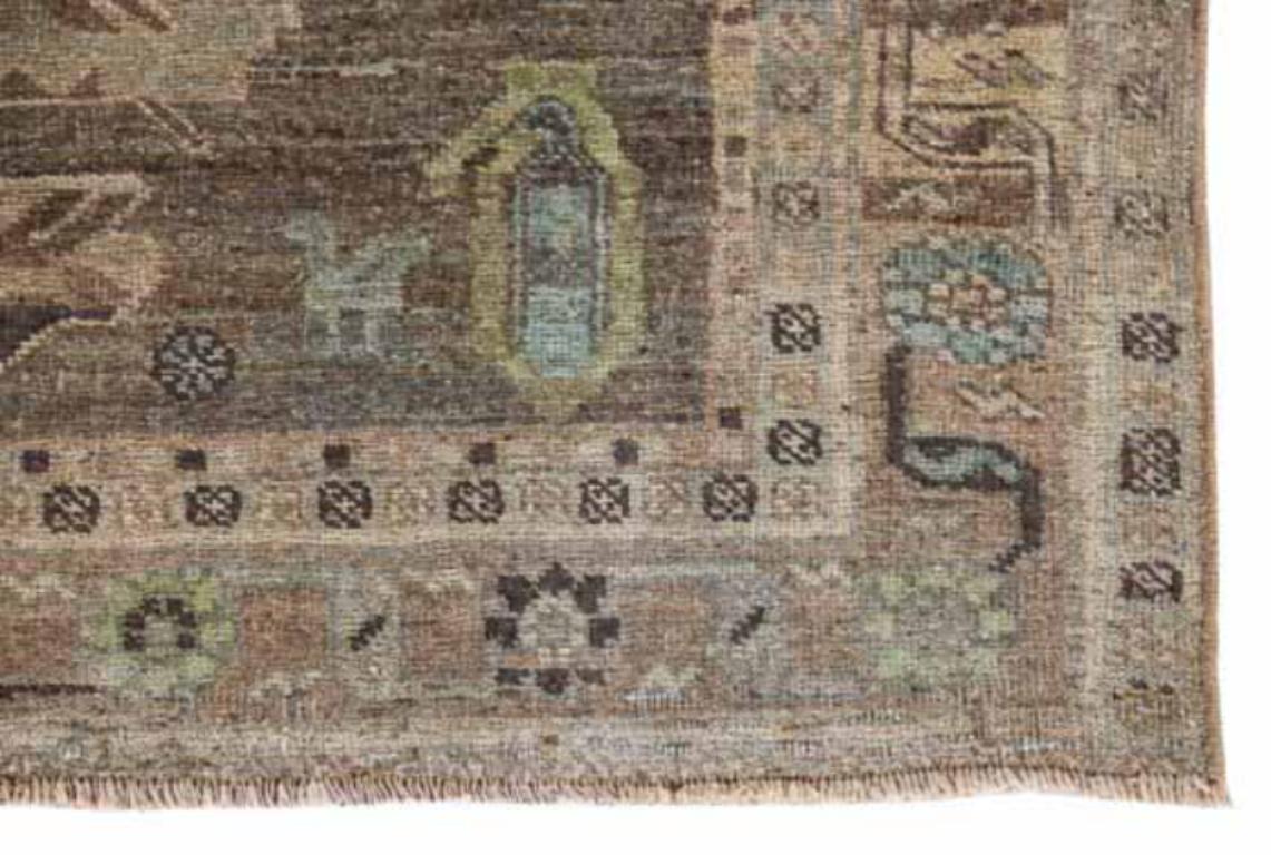 Tappeto persiano Bijar Small - Lana Marrone Verde Avorio - 91527 In condizioni ottime in vendita a Dallas, TX