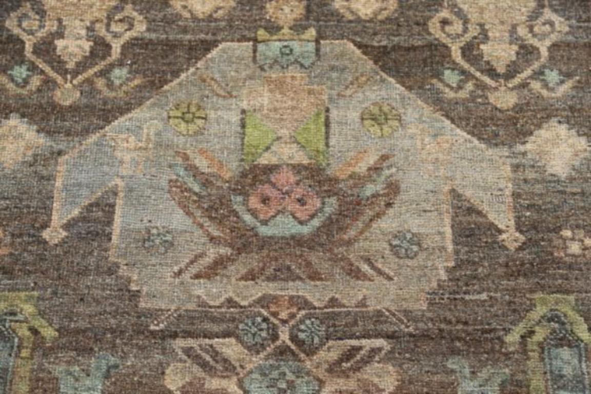 XX secolo Tappeto persiano Bijar Small - Lana Marrone Verde Avorio - 91527 in vendita