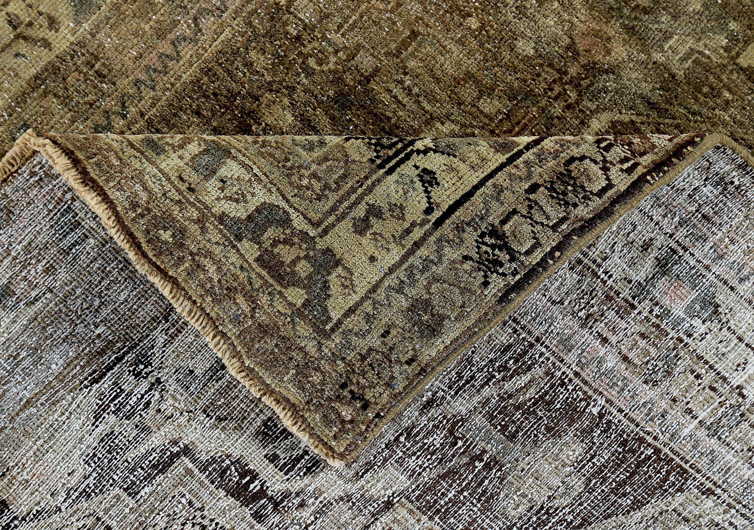 Persischer Bijar Small Teppich - Wolle Braun Elfenbein Design - 89650 (20. Jahrhundert) im Angebot