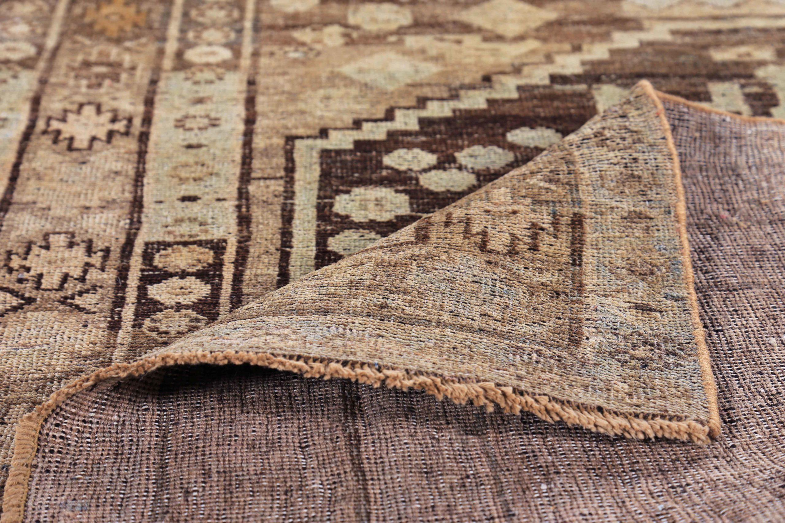 Persischer Bijar Small Teppich - Wolle Braun Elfenbein Design - 89658 (20. Jahrhundert) im Angebot