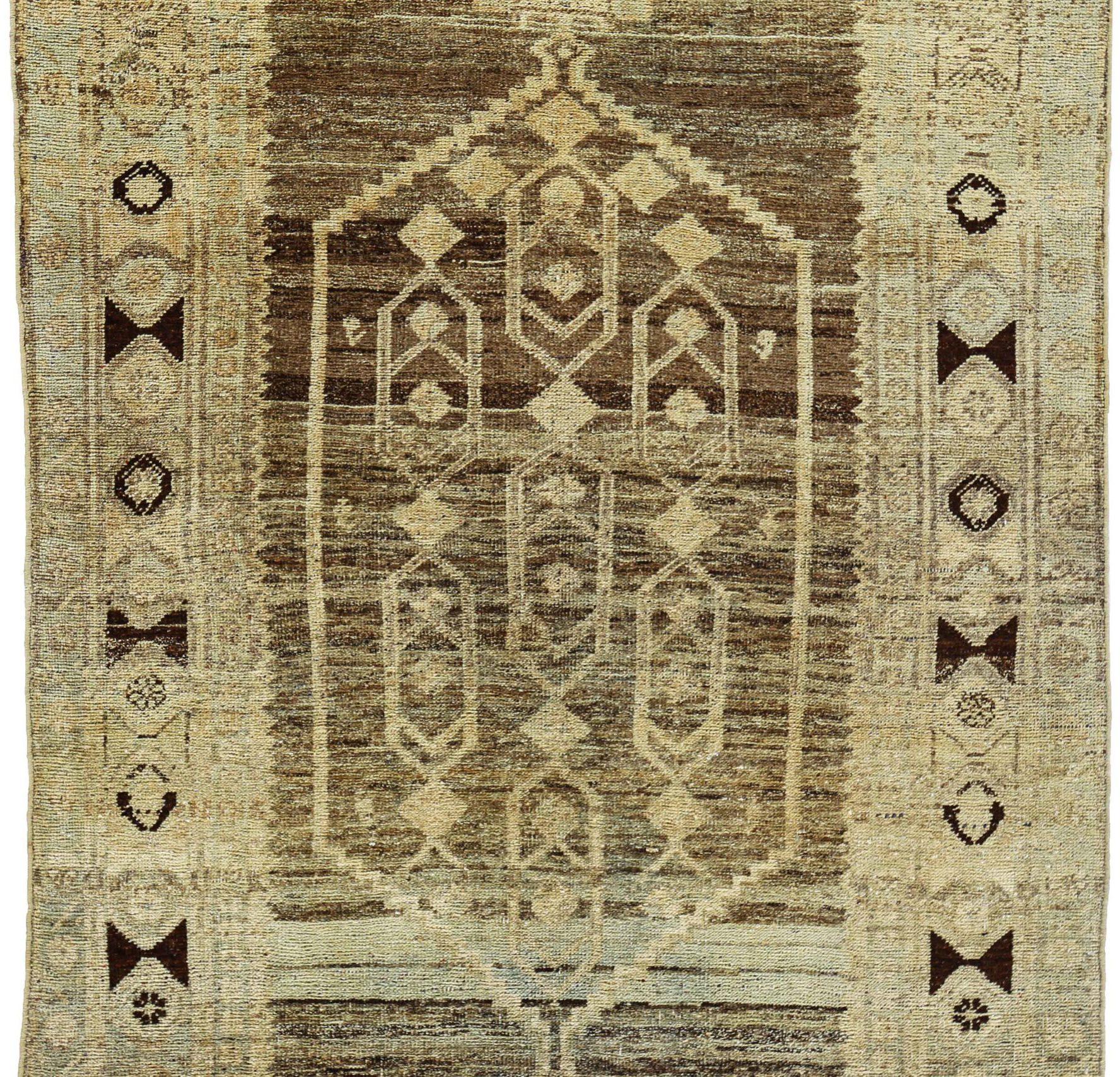 Persischer Bijar Small Teppich - Wolle Braun Elfenbein Design - 91204 (Asiatisch) im Angebot