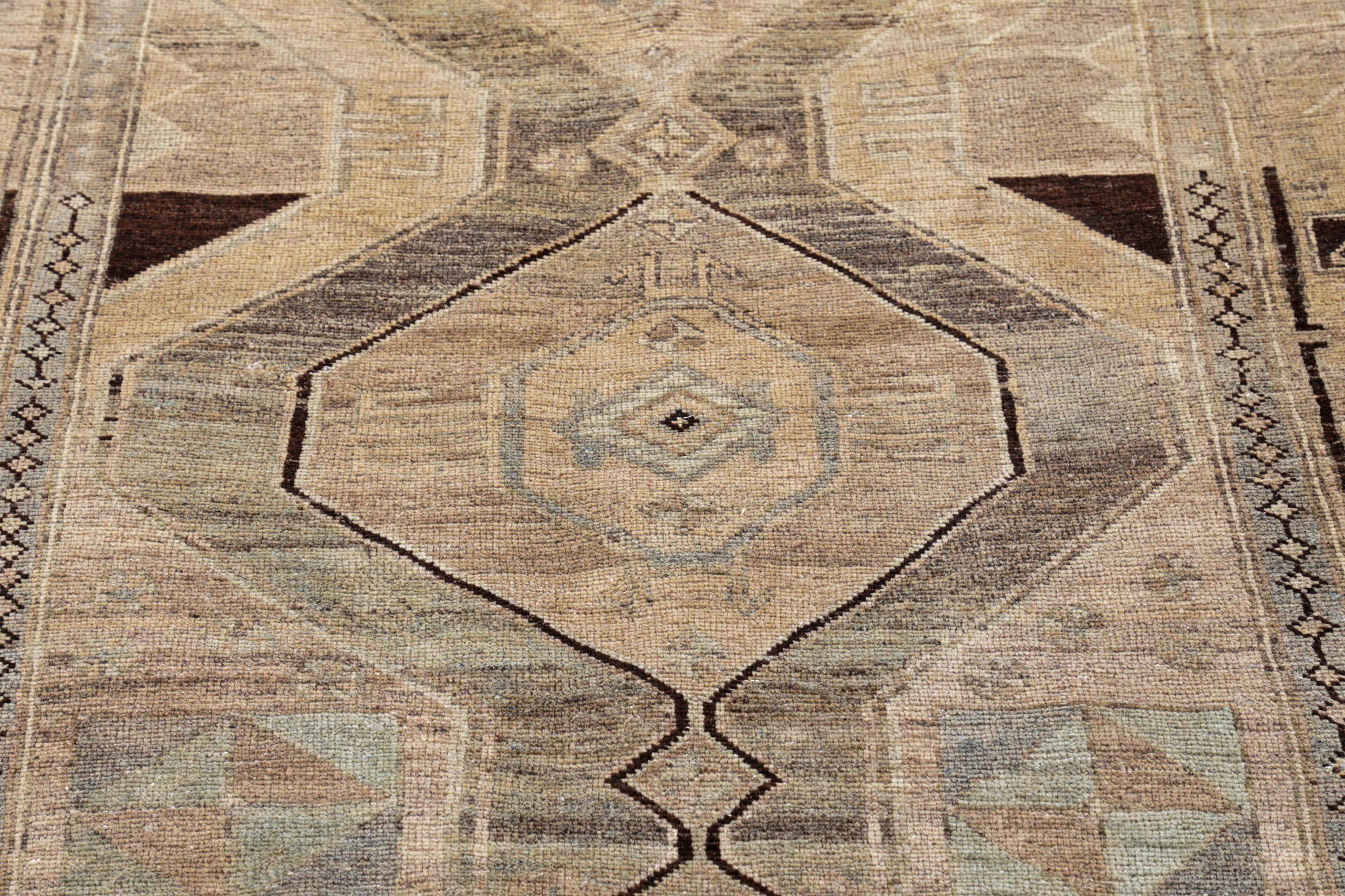 Persischer Bijar Small Teppich - Wolle Braun Elfenbein Design - 91316 (20. Jahrhundert) im Angebot