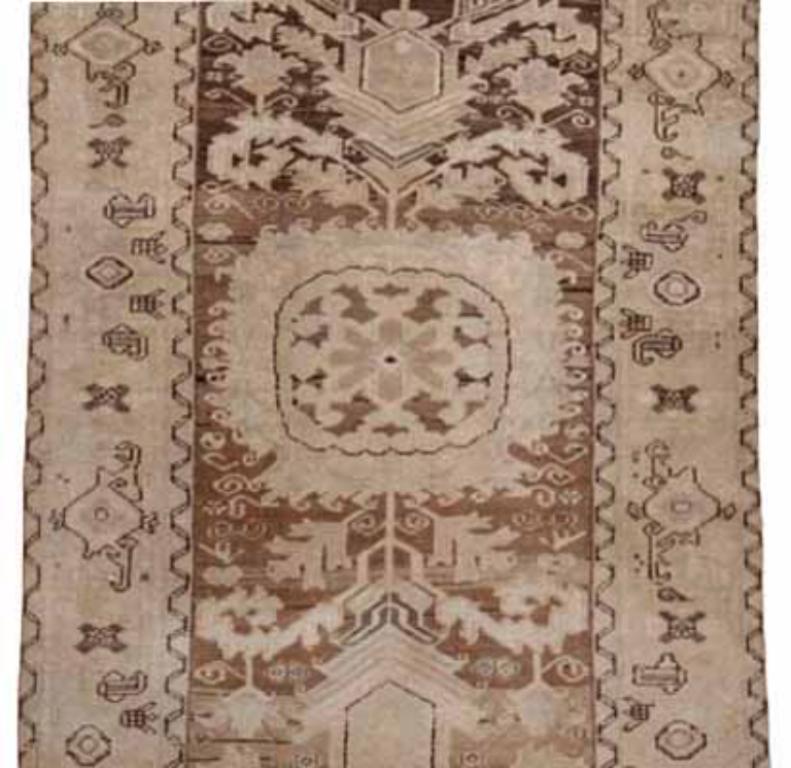 Asiatique Tapis persan Bijar Small - Laine Brown Ivory Design - 91399 en vente