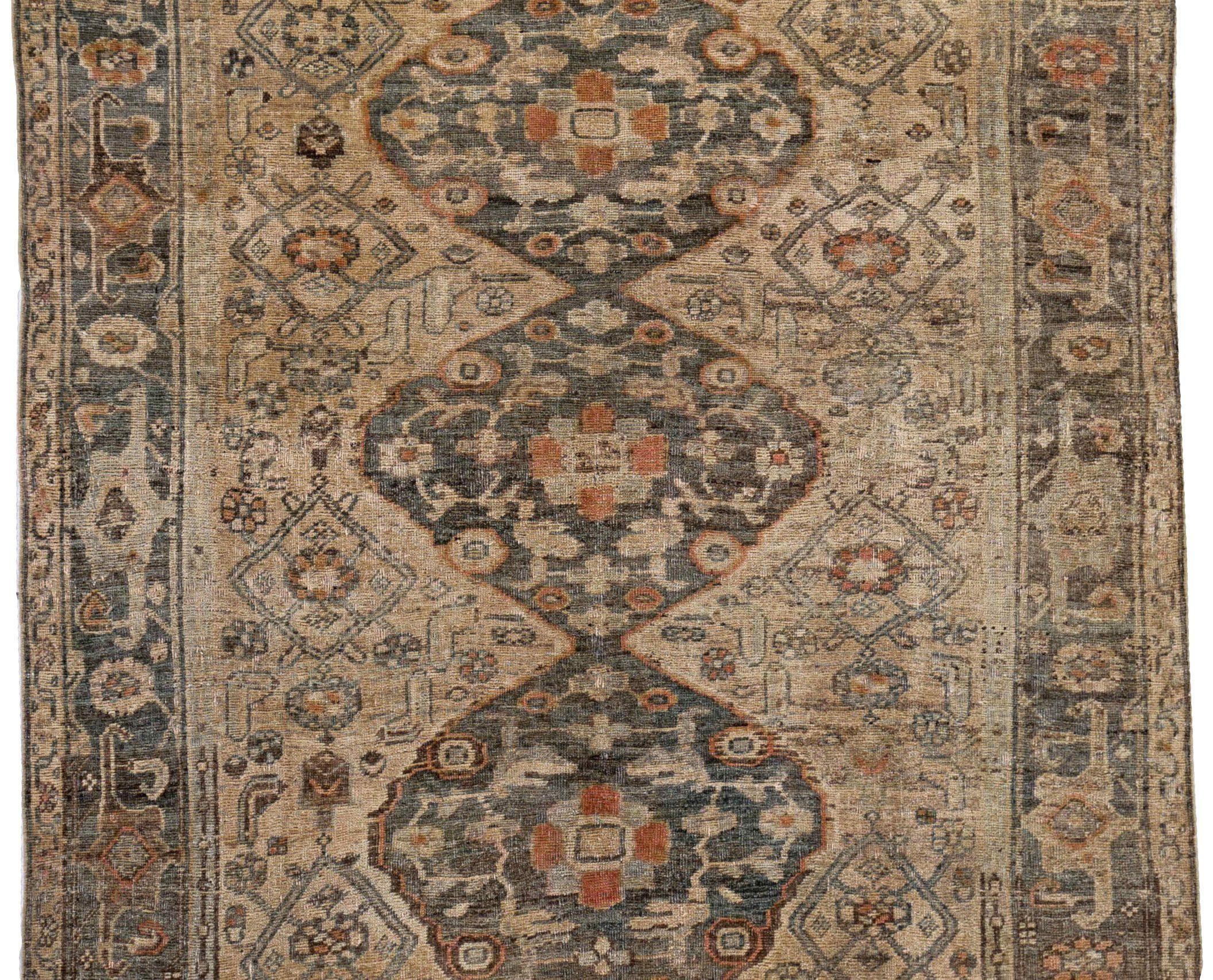 Persischer Bijar Small Teppich - Wolle Braun Elfenbein Design - 91422 (Asiatisch) im Angebot