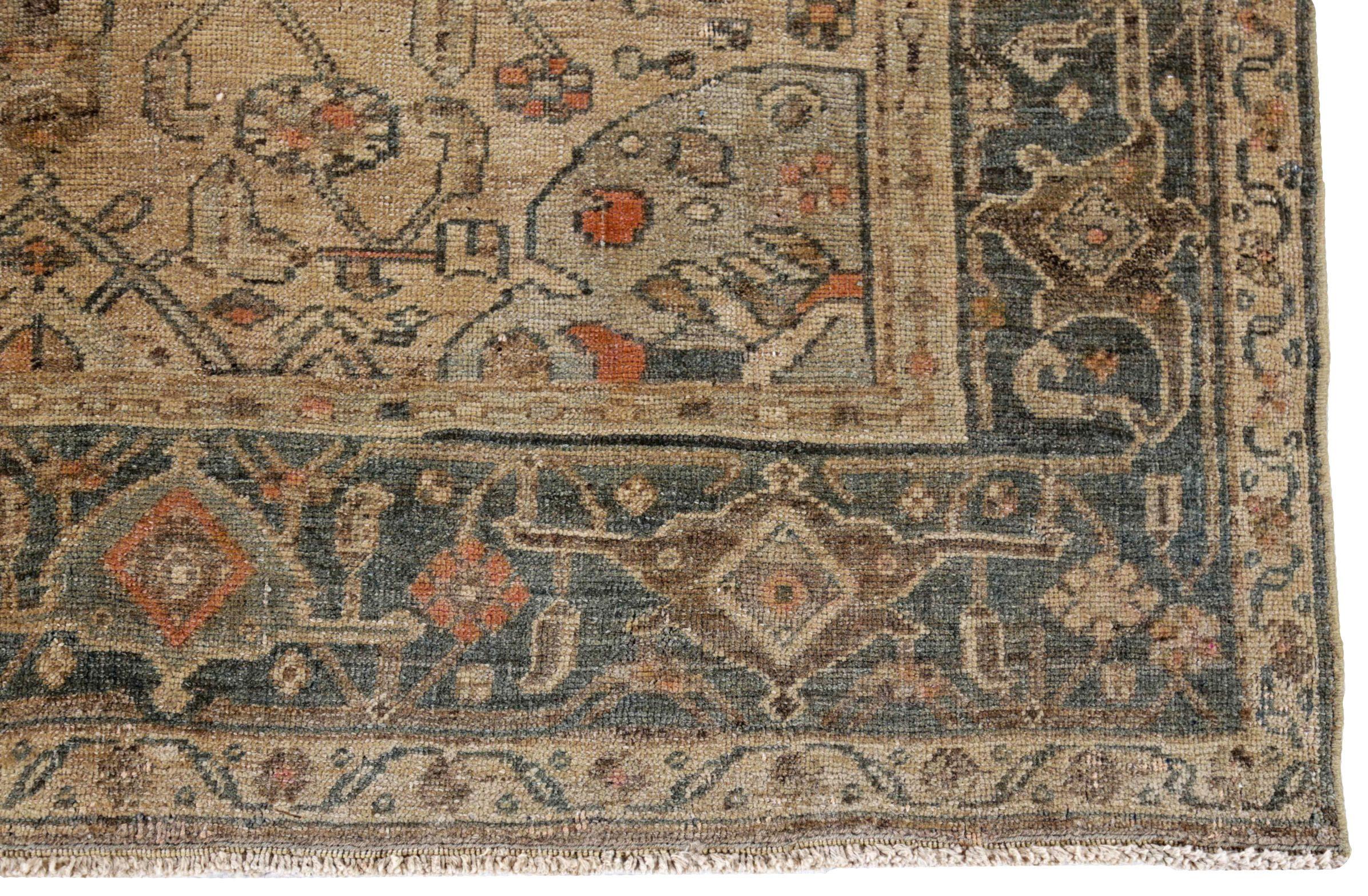 Persischer Bijar Small Teppich - Wolle Braun Elfenbein Design - 91422 (20. Jahrhundert) im Angebot