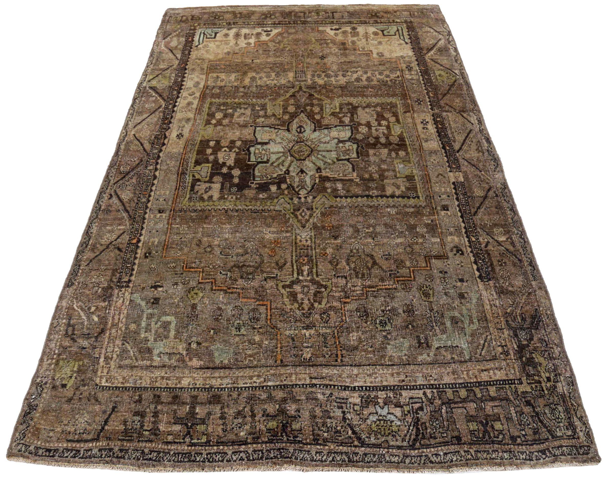 Entdecken Sie die Eleganz des persischen Bijar mit dem kleinen Teppich von ca. 1880. Dieses exklusive Design aus Wolle und Braun-Elfenbein ist perfekt, um Ihren Raum zu verschönern.