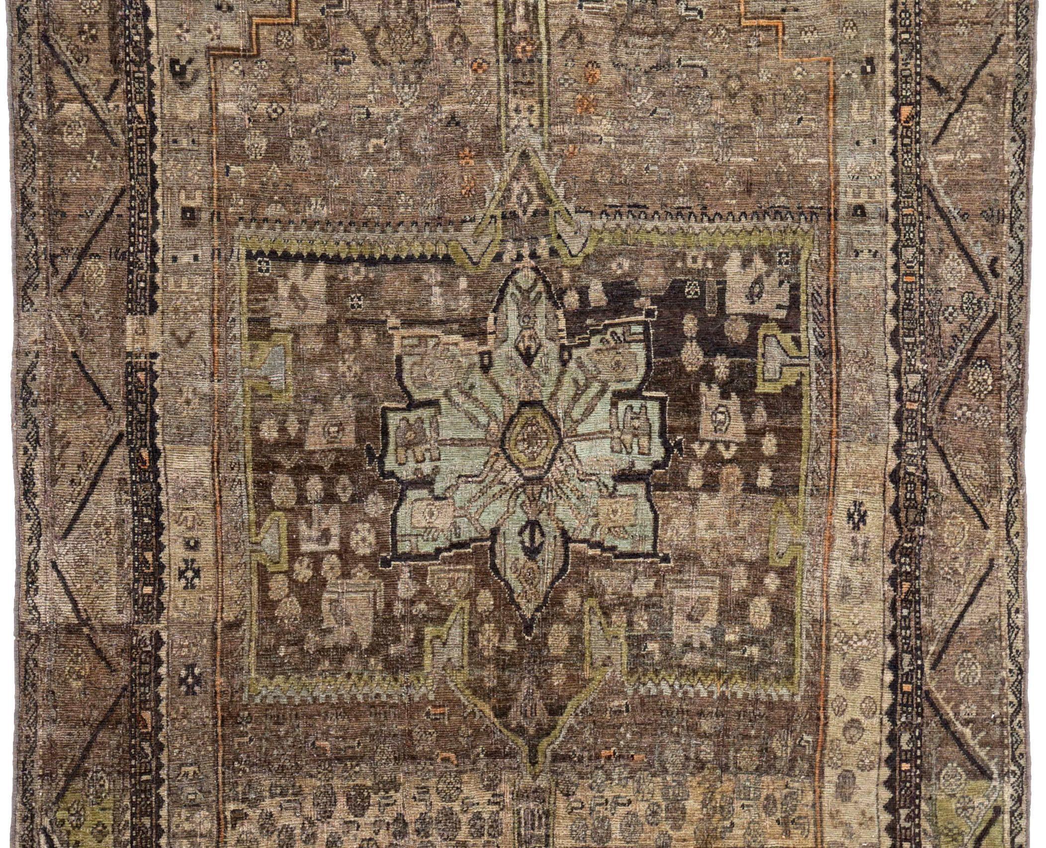 Persischer Bijar Small Teppich - Wolle Braun Elfenbein Design - 91466 (Asiatisch) im Angebot