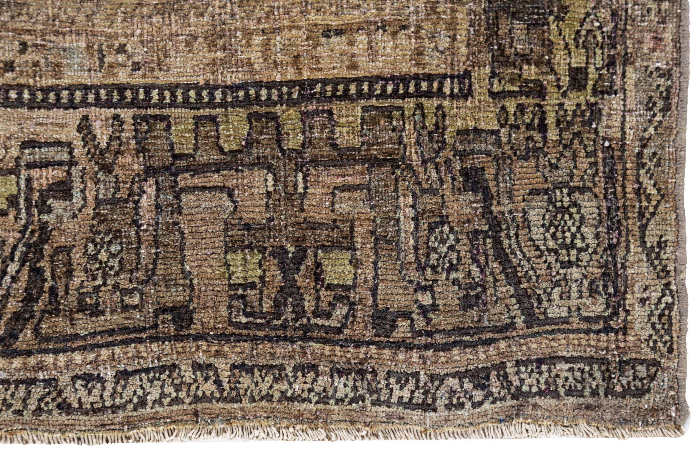 Persischer Bijar Small Teppich - Wolle Braun Elfenbein Design - 91466 (20. Jahrhundert) im Angebot