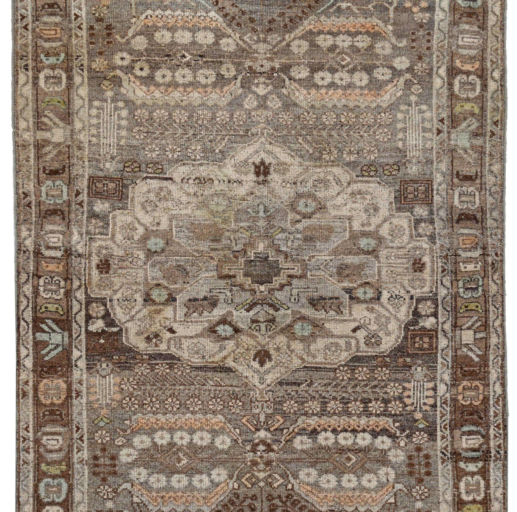 Persischer Bijar Small Teppich - Wolle Braun Elfenbein Design - 91494 (Asiatisch) im Angebot