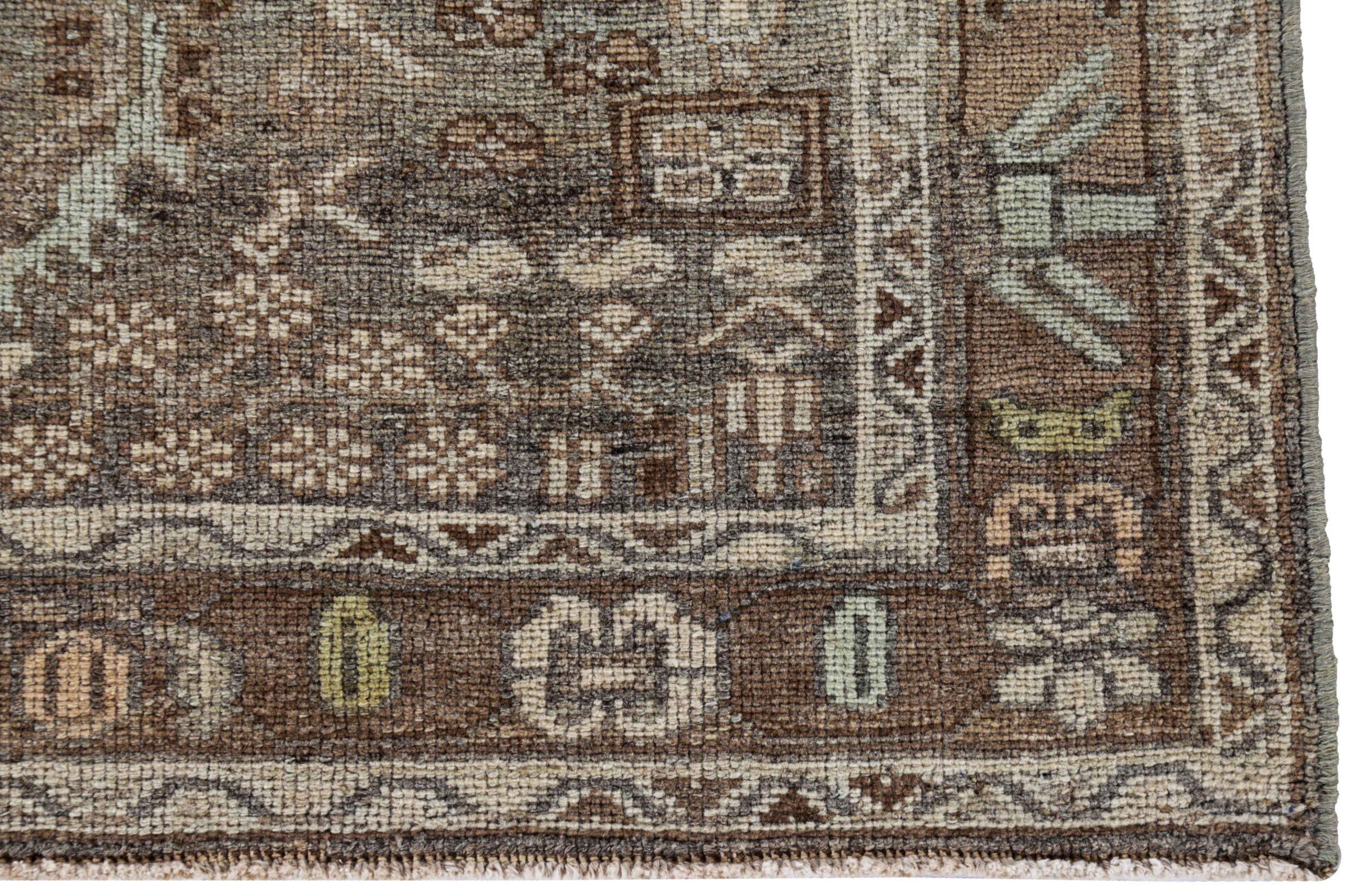 Persischer Bijar Small Teppich - Wolle Braun Elfenbein Design - 91494 im Zustand „Hervorragend“ im Angebot in Dallas, TX