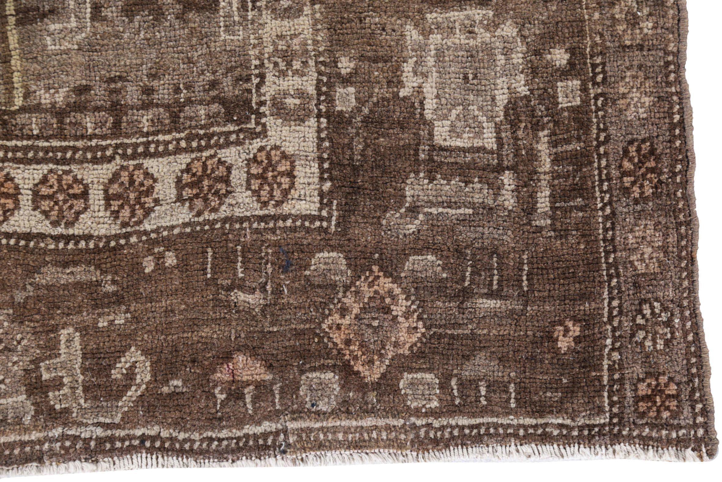Persischer Bijar Small Teppich - Wolle Braun Elfenbein Design - 91496 im Zustand „Hervorragend“ im Angebot in Dallas, TX