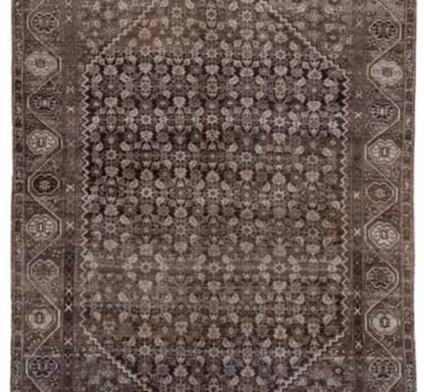 Persischer Bijar Small Teppich - Wolle Braun Elfenbein Design - 91497 (Asiatisch) im Angebot