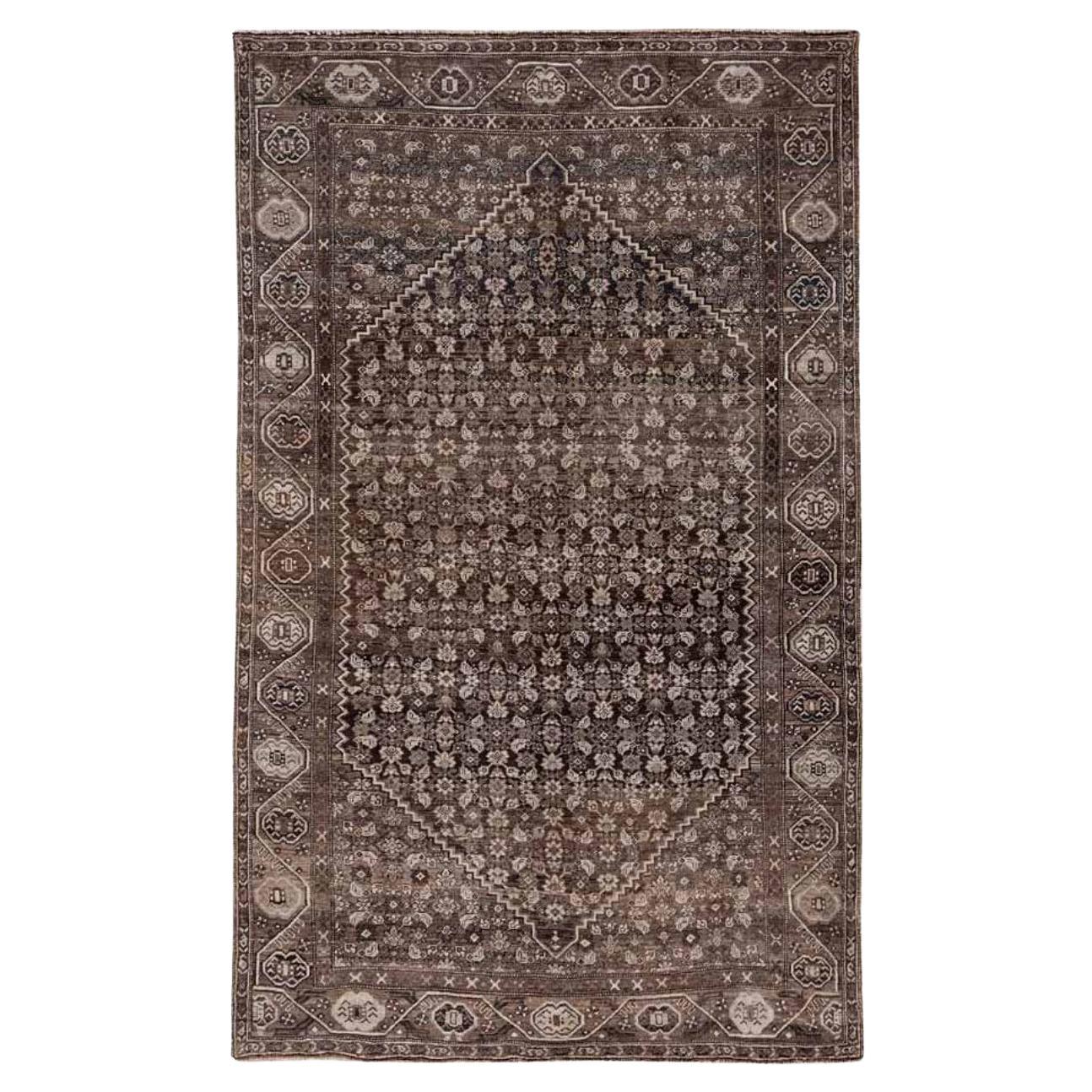 Persischer Bijar Small Teppich - Wolle Braun Elfenbein Design - 91497