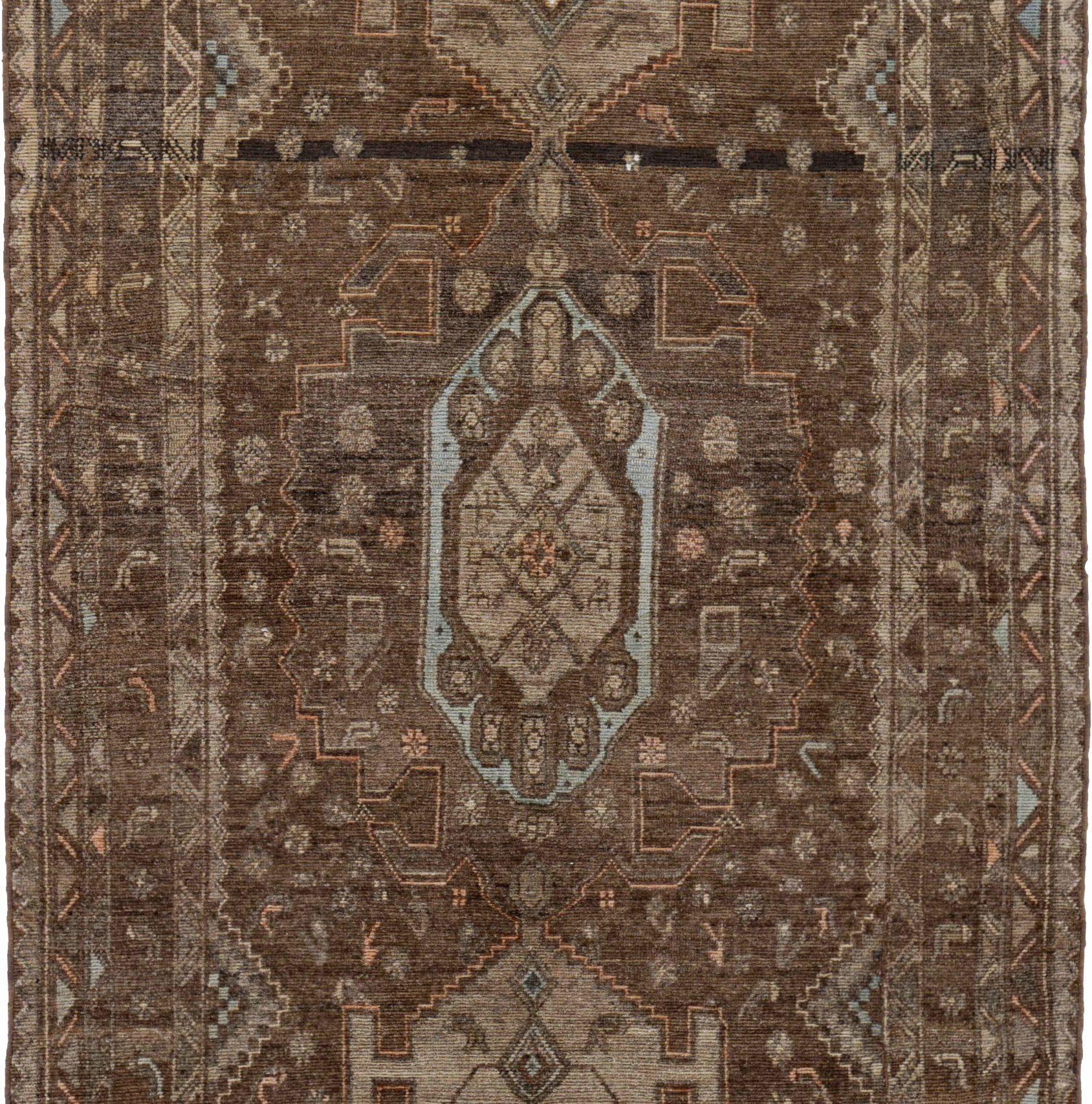 Persischer Bijar Small Teppich - Wolle Braun Elfenbein Design - 91529 (Asiatisch) im Angebot