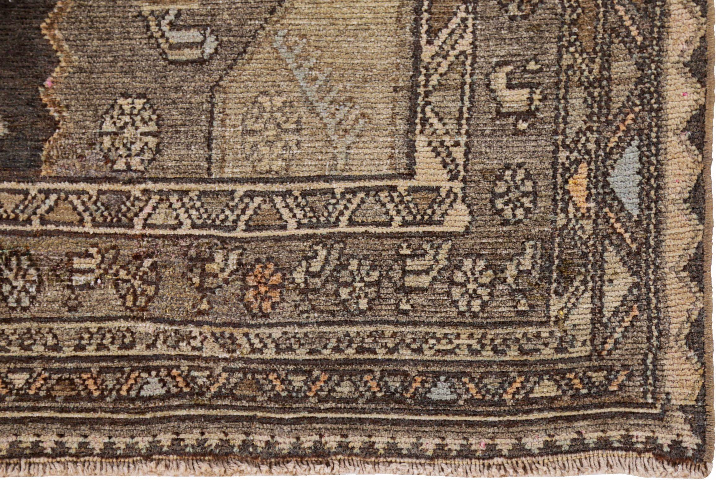 Persischer Bijar Small Teppich - Wolle Braun Elfenbein Design - 91529 (20. Jahrhundert) im Angebot