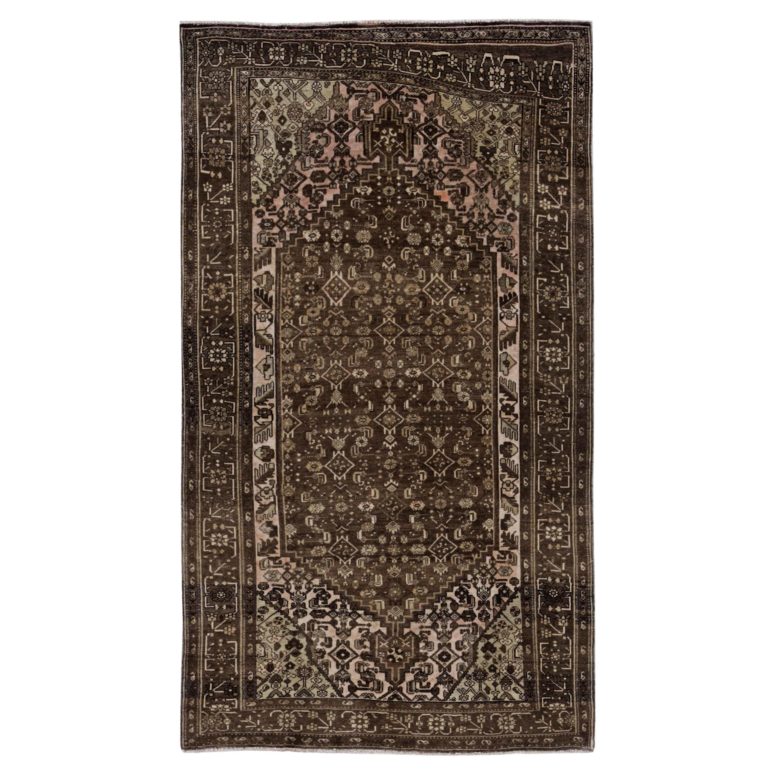 Persischer Bijar Small Teppich - Wolle Braun Elfenbein Design - 91531