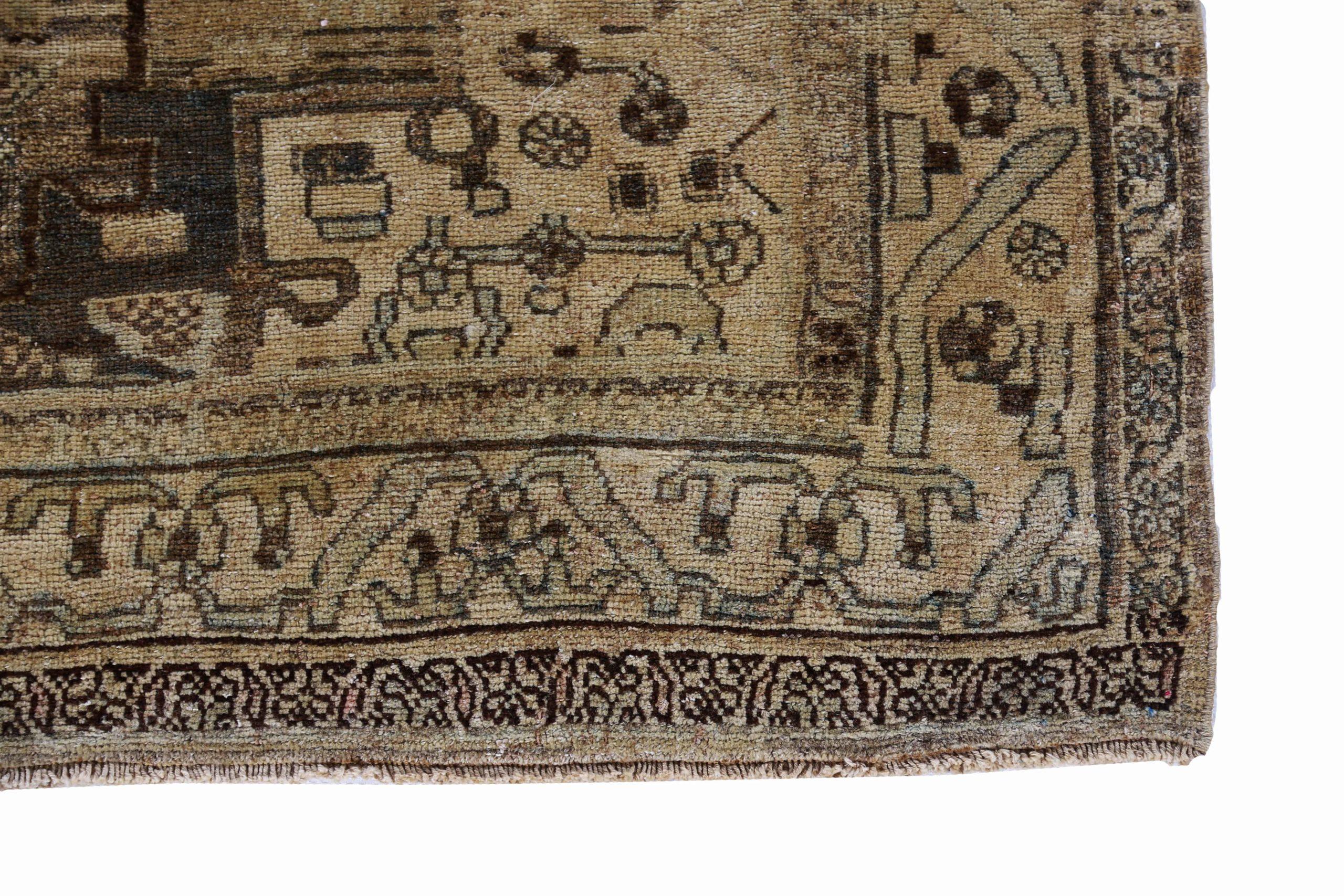 Persischer Bijar Small Teppich - Wolle Braun Elfenbein Design - 91595 im Zustand „Hervorragend“ im Angebot in Dallas, TX
