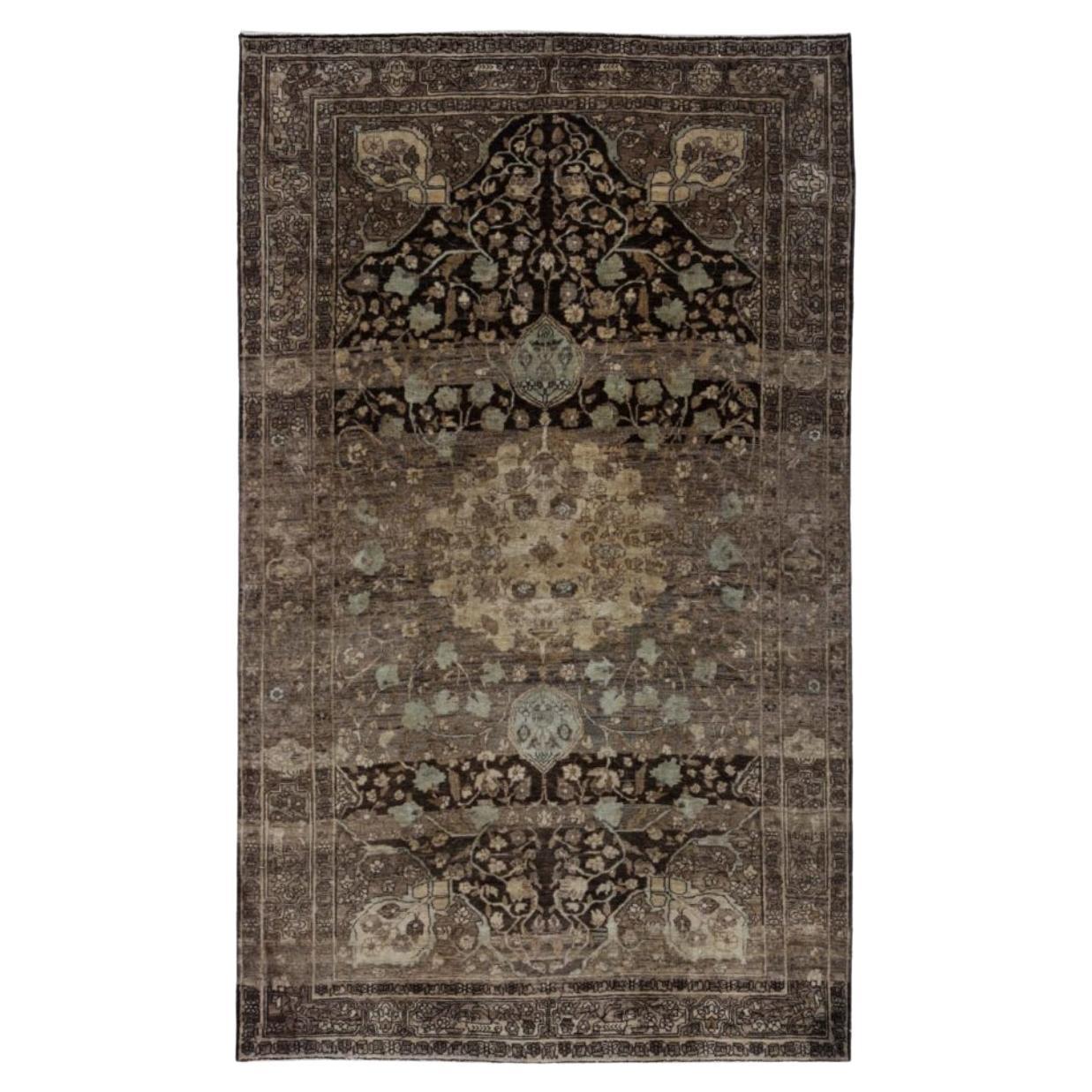 Persischer Bijar Small Teppich - Wolle Braun Elfenbein Design - 91621