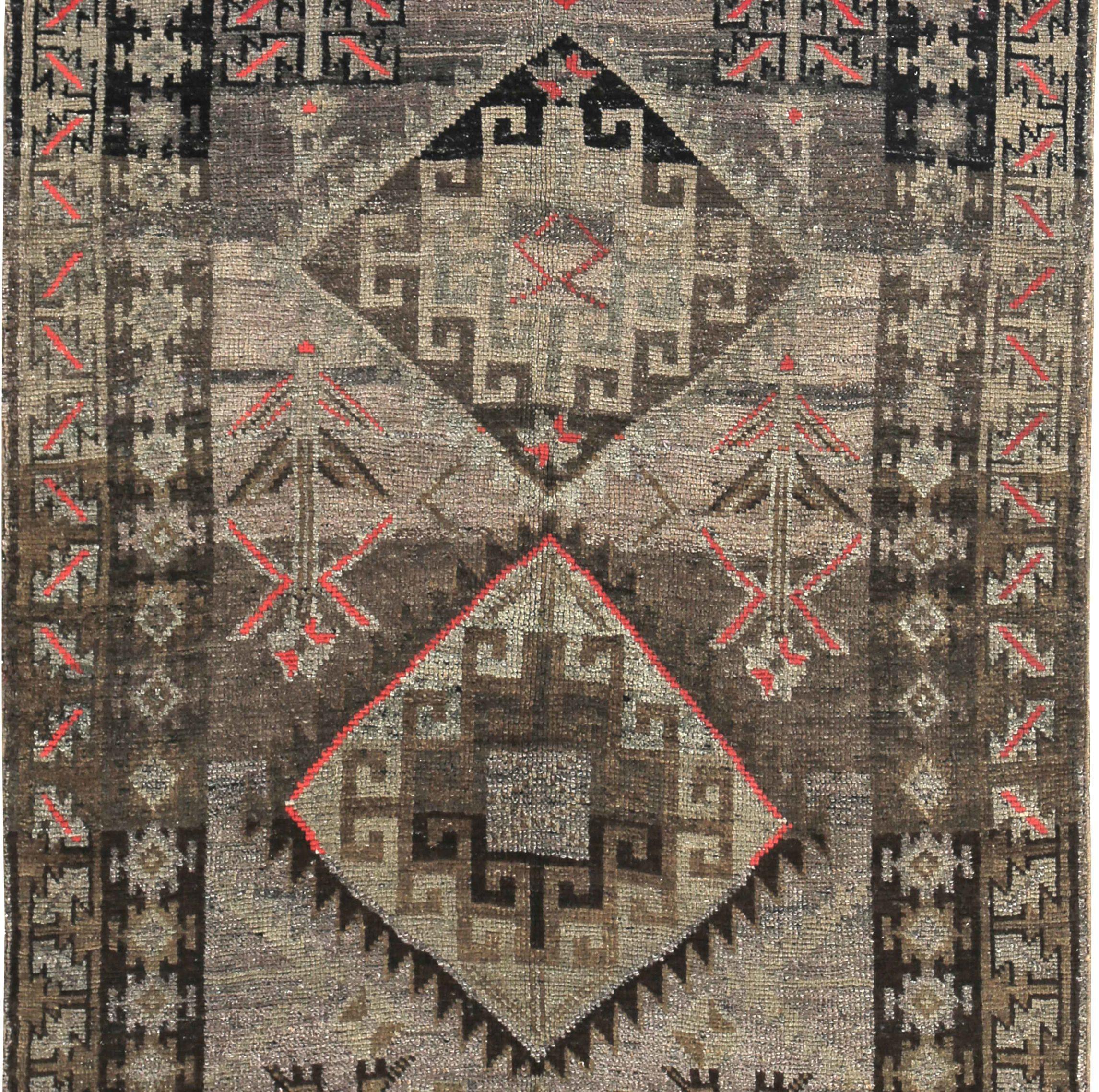 Persischer Bijar Small Teppich - Wolle Braun Elfenbein Rosa Design - 89679 (Asiatisch) im Angebot