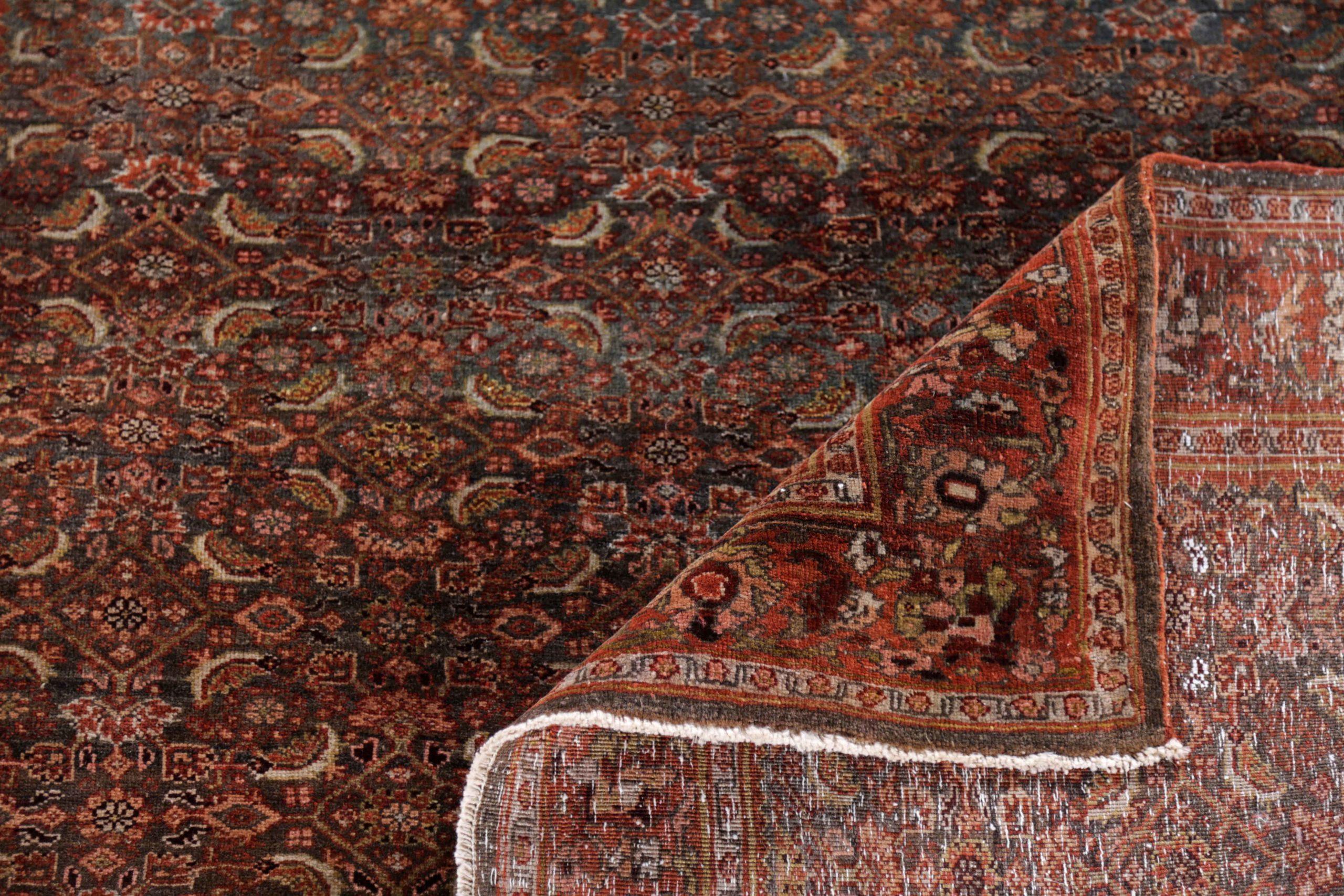 Persischer Bijar Small Teppich - Wolle Braun Elfenbein Rot Design - 91143 (20. Jahrhundert) im Angebot