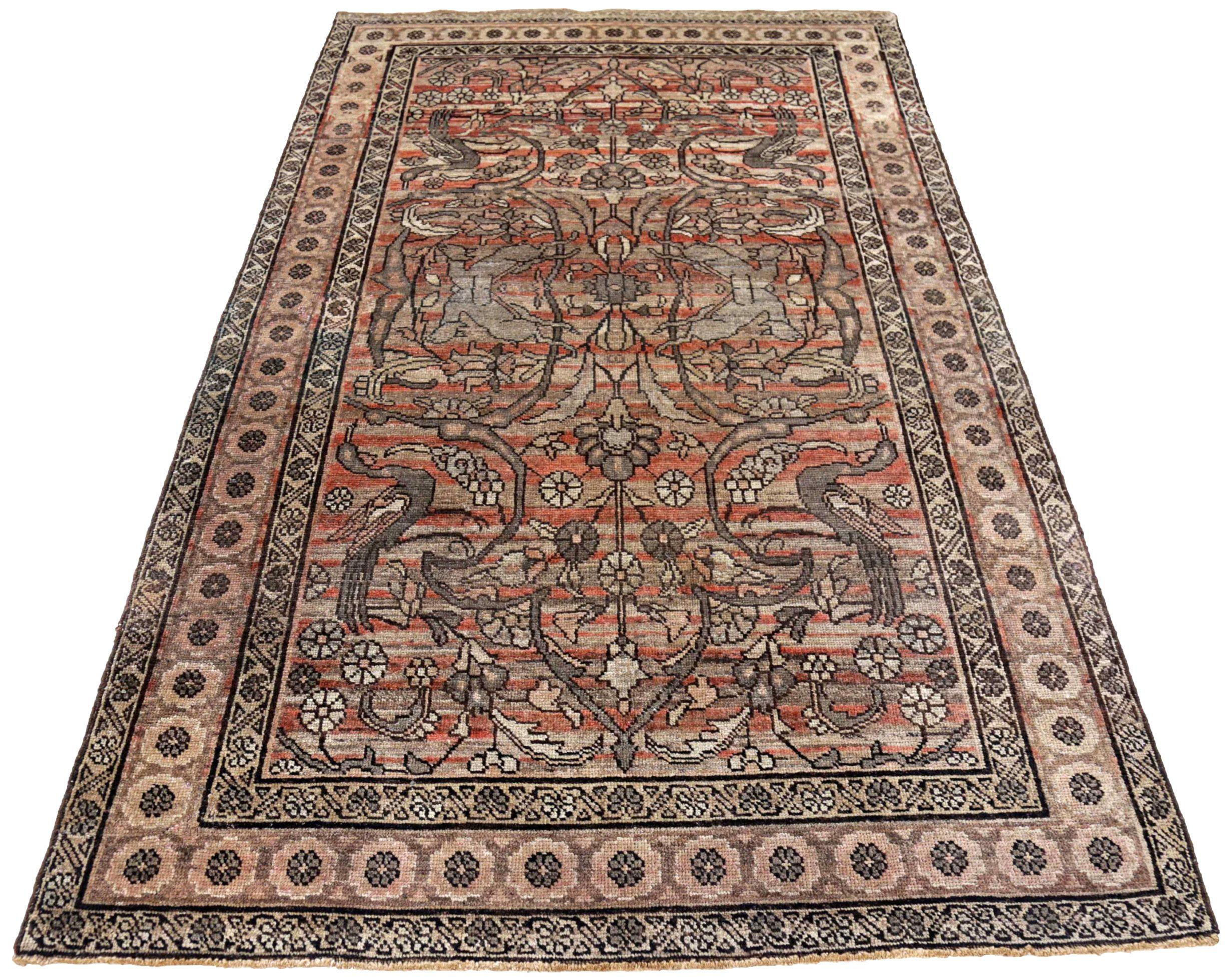 Entdecken Sie die Eleganz des persischen Bijar mit dem kleinen Teppich von ca. 1880. Dieses exklusive Design aus Wolle und Braun-Elfenbein-Rot ist perfekt, um Ihren Raum zu verschönern.