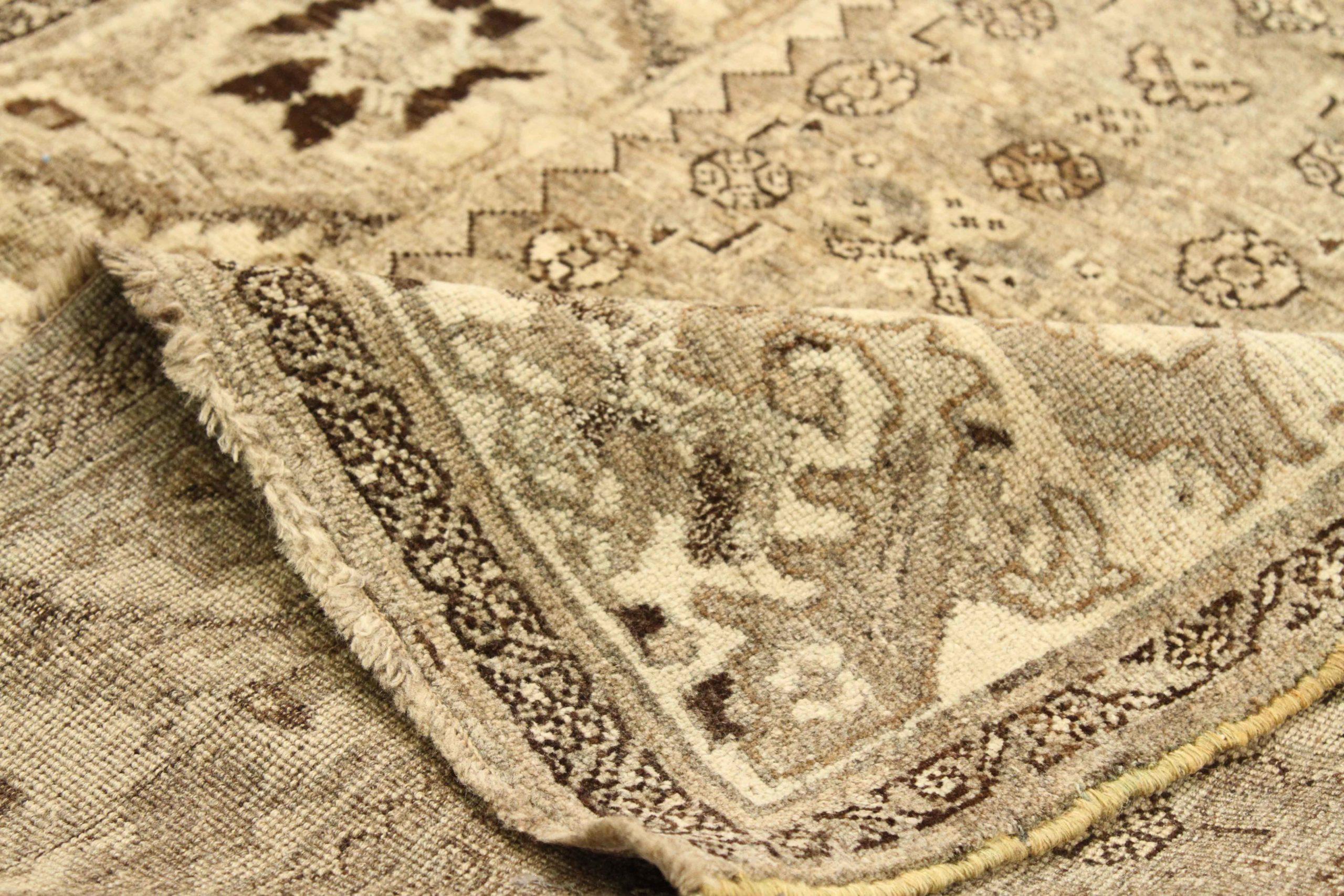 Asiatico Tappeto persiano Bijar Small - Lana Marrone Avorio Taupe Design - 75652 in vendita