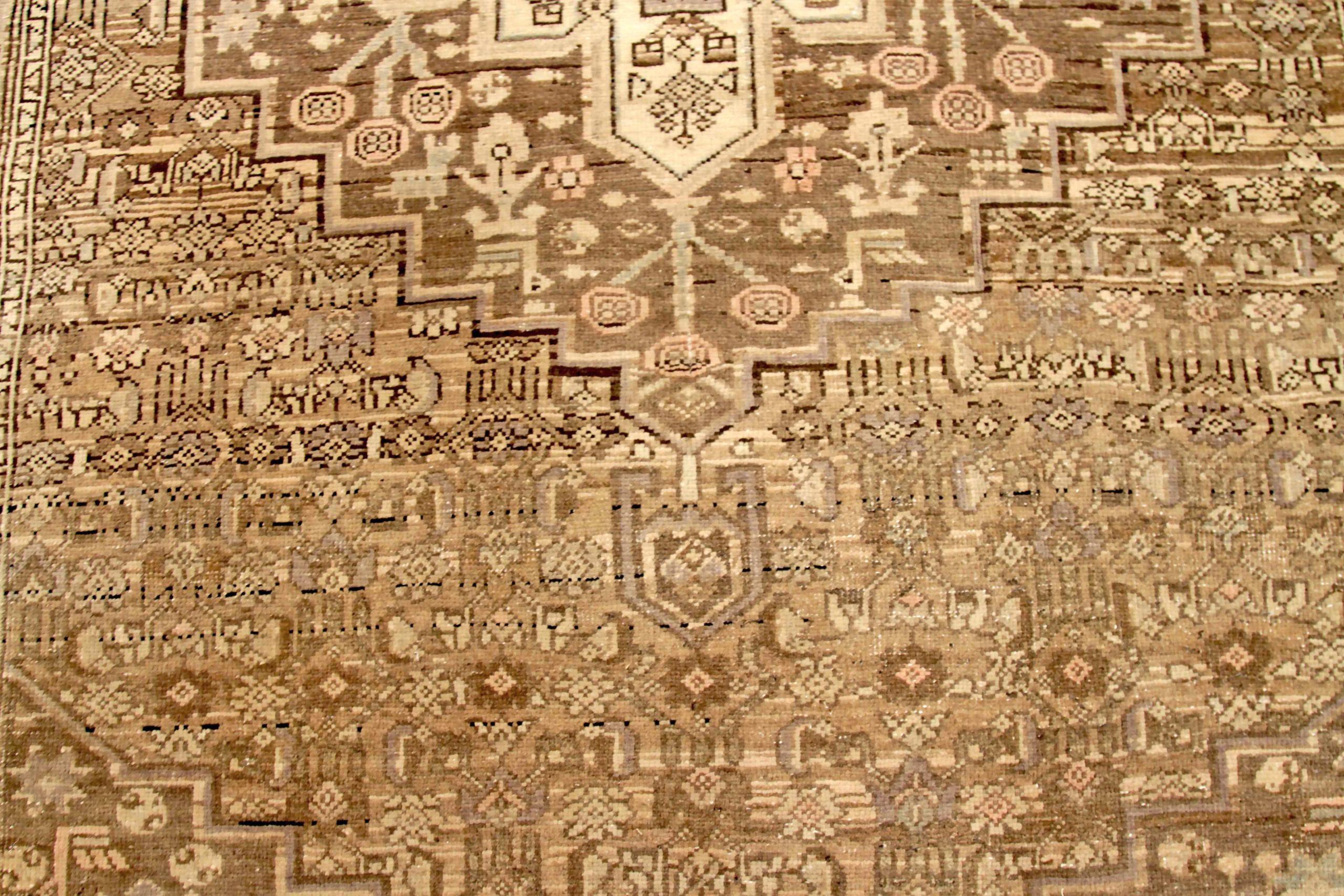 Persischer Bijar Small Teppich - Wolle Braun Elfenbein Gelb Design - 89646 im Zustand „Hervorragend“ im Angebot in Dallas, TX