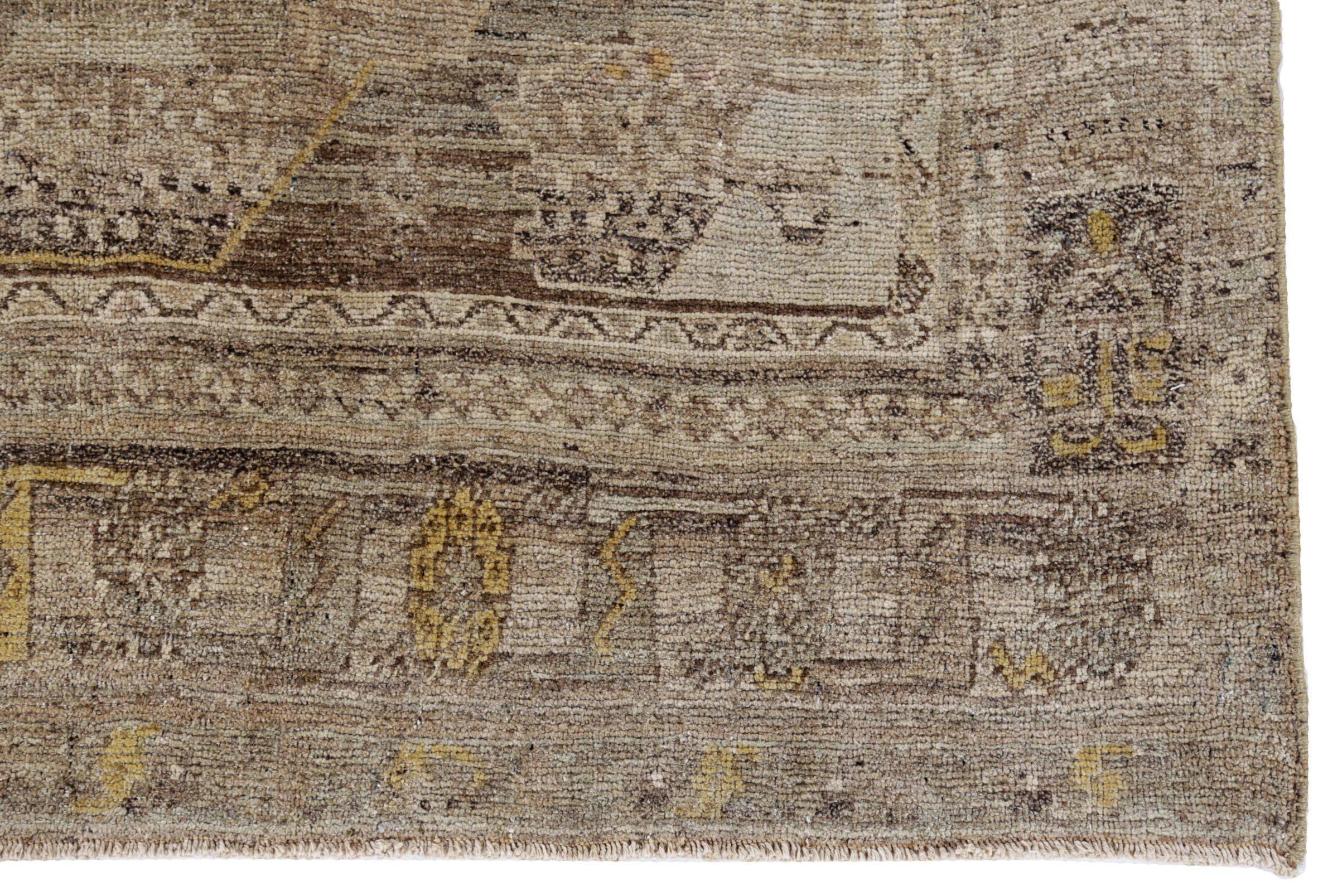 Persischer Bijar Small Teppich - Wolle Braun Elfenbein Gelb Design - 91415 (20. Jahrhundert) im Angebot