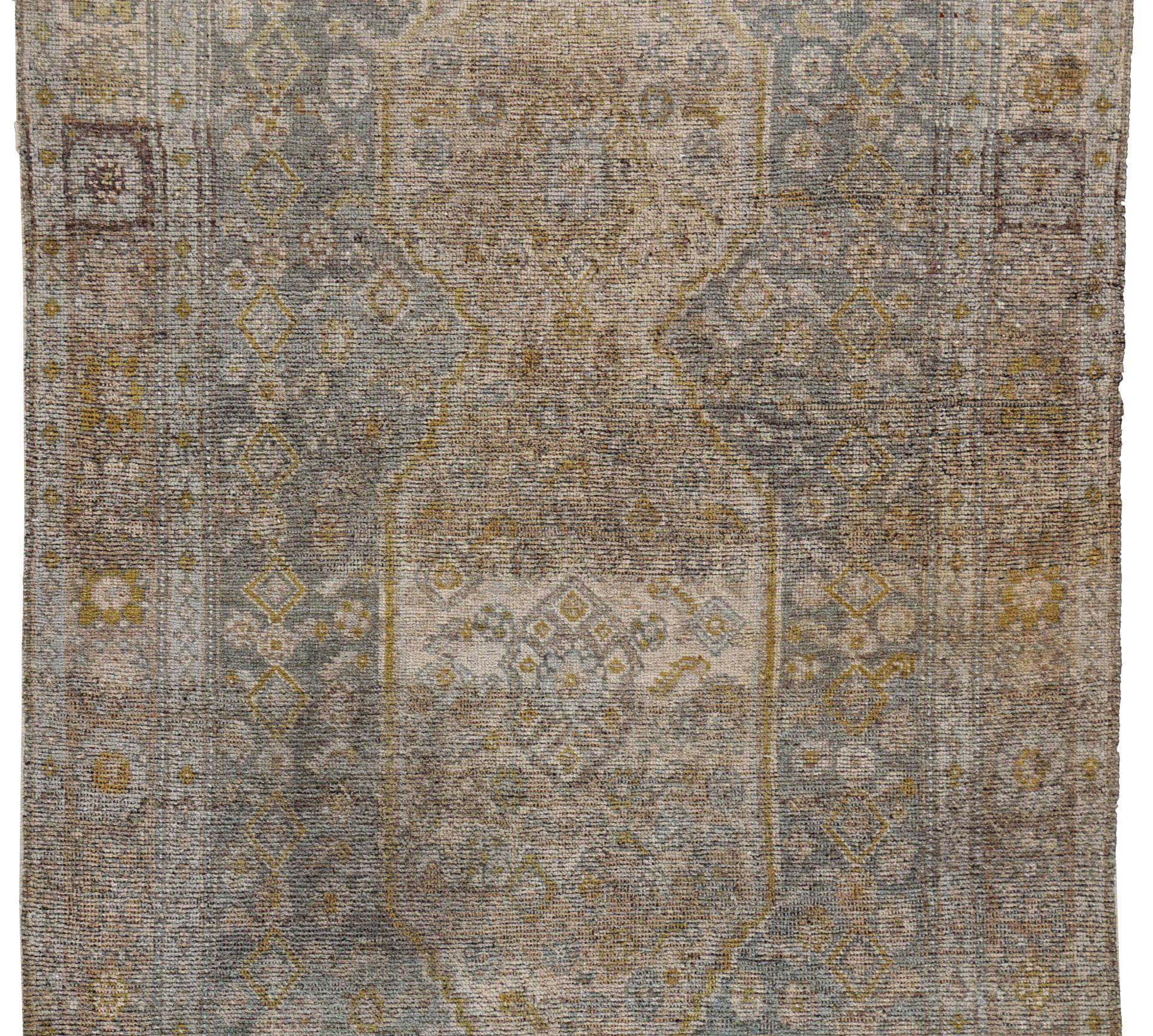 Alfombra Persa Bijar Small - Lana Gris Marfil Amarillo Design - 91464 Asiático en venta