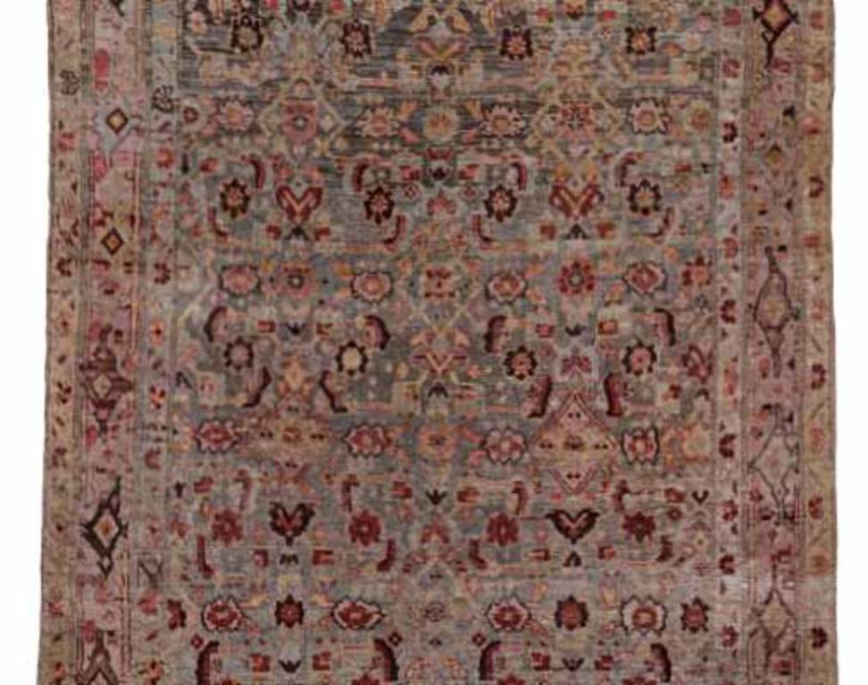 Persischer Bijar Kleiner Teppich - Wolle Grau Rosa Rot Design - 91393 (Asiatisch) im Angebot
