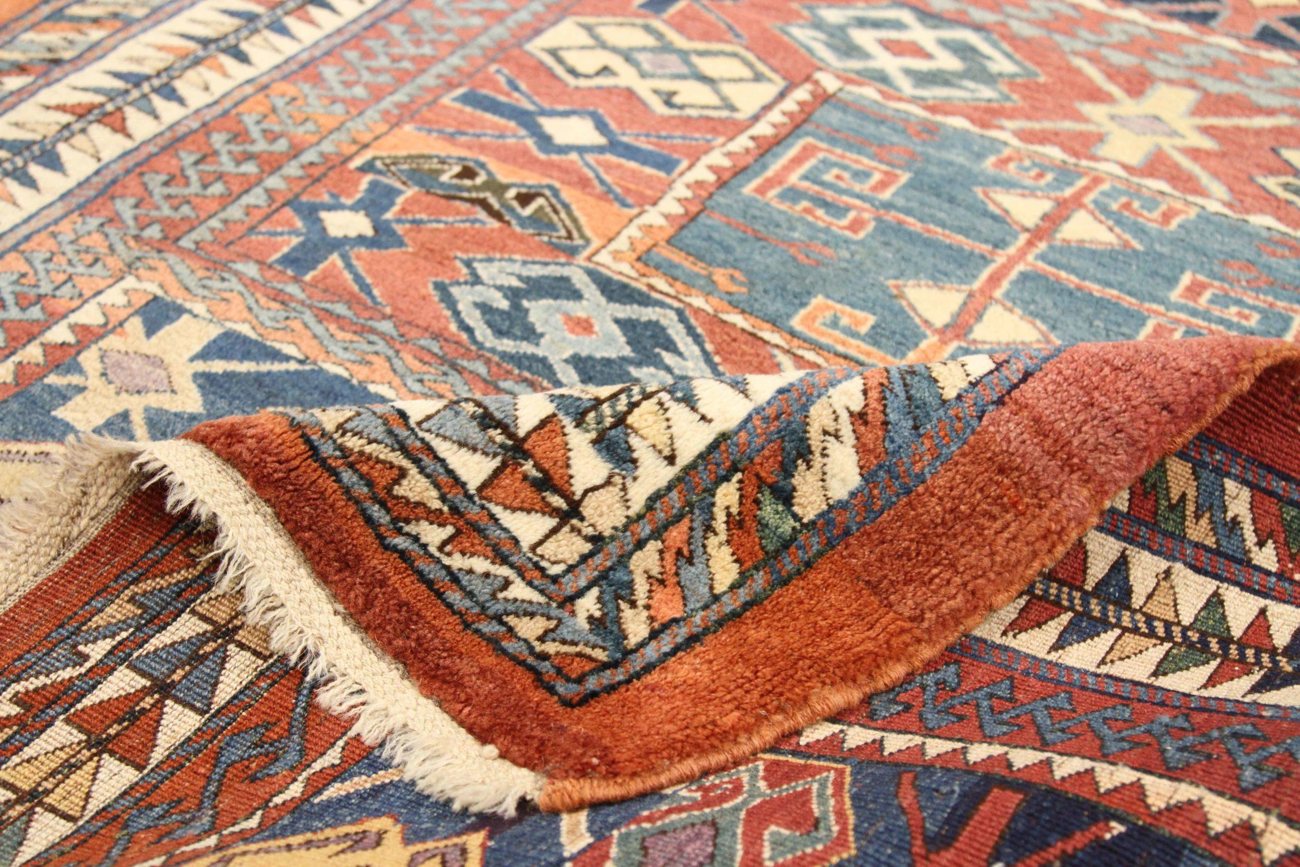 Asian Persian Bijar Small Rug - Wool Green Ivory Navy Blue Red - 75065 For Sale