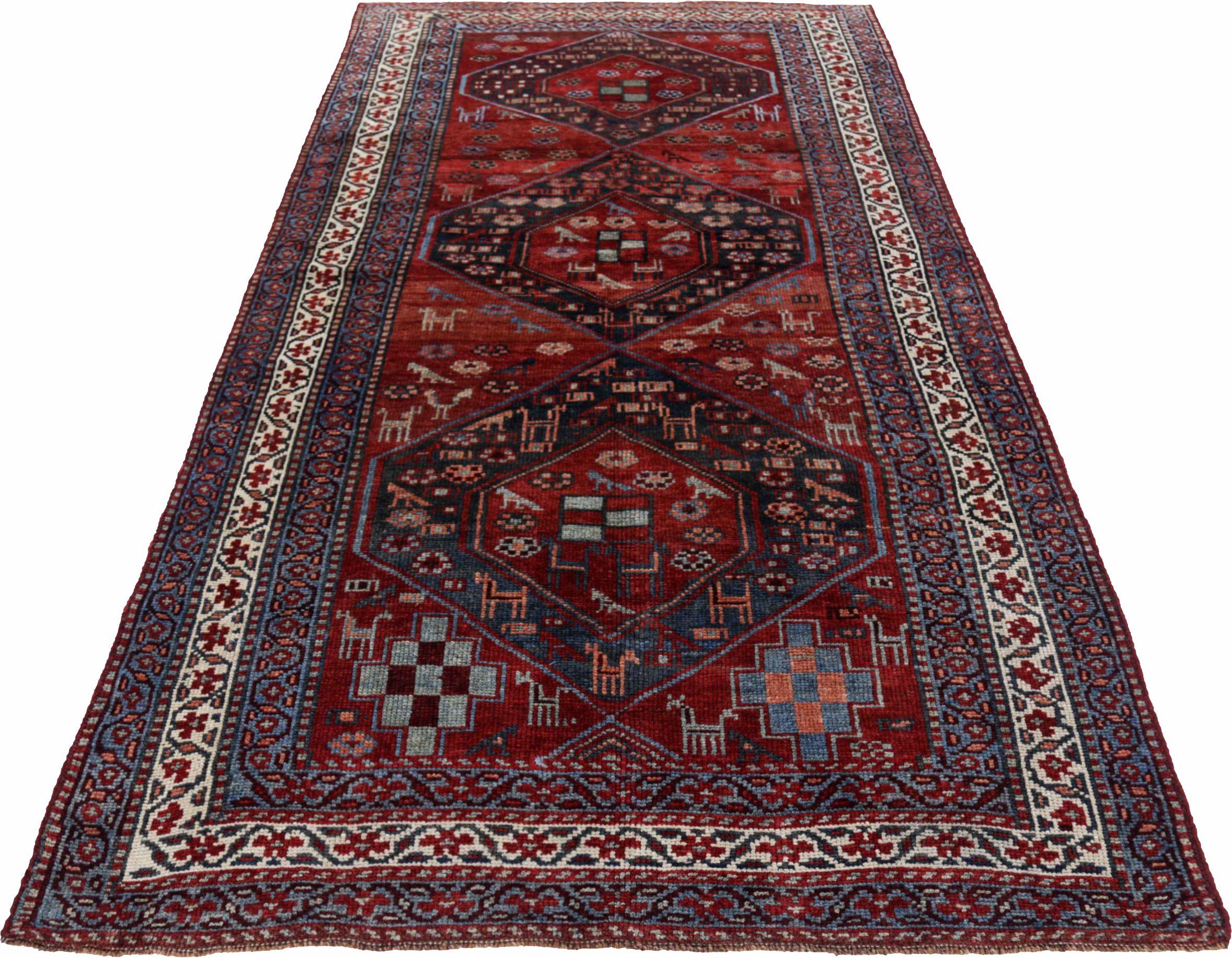 Entdecken Sie die Eleganz des persischen Bijar mit dem kleinen Teppich von ca. 1880. Dieses exklusive Design aus Wolle und ElfenbeinMarineblauRot ist perfekt, um Ihren Raum zu verschönern.