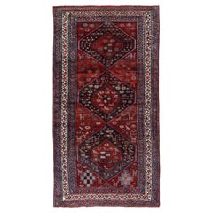 Alfombra Persa Bijar Small - Lana Marfil Azul Marino Diseño Rojo - 91631