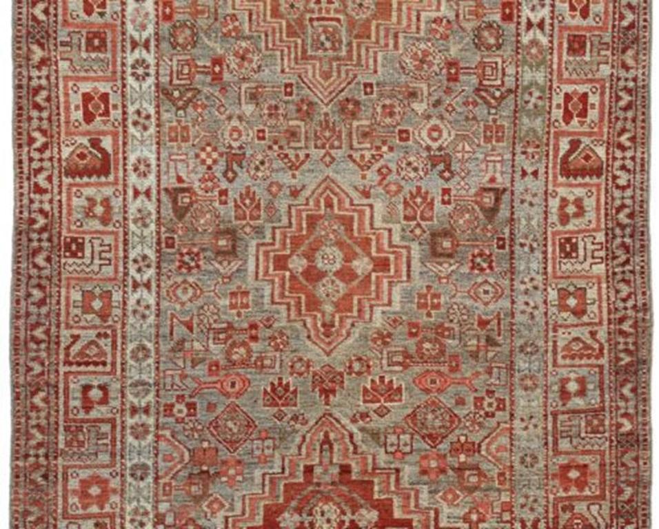 Persischer Bijar Kleiner Teppich - Wolle Elfenbeinrot Design - 91189 im Zustand „Hervorragend“ im Angebot in Dallas, TX