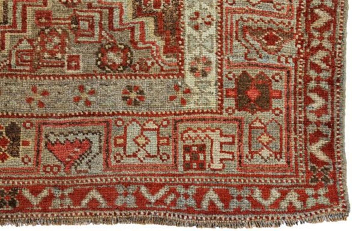 Persischer Bijar Kleiner Teppich - Wolle Elfenbeinrot Design - 91189 (20. Jahrhundert) im Angebot