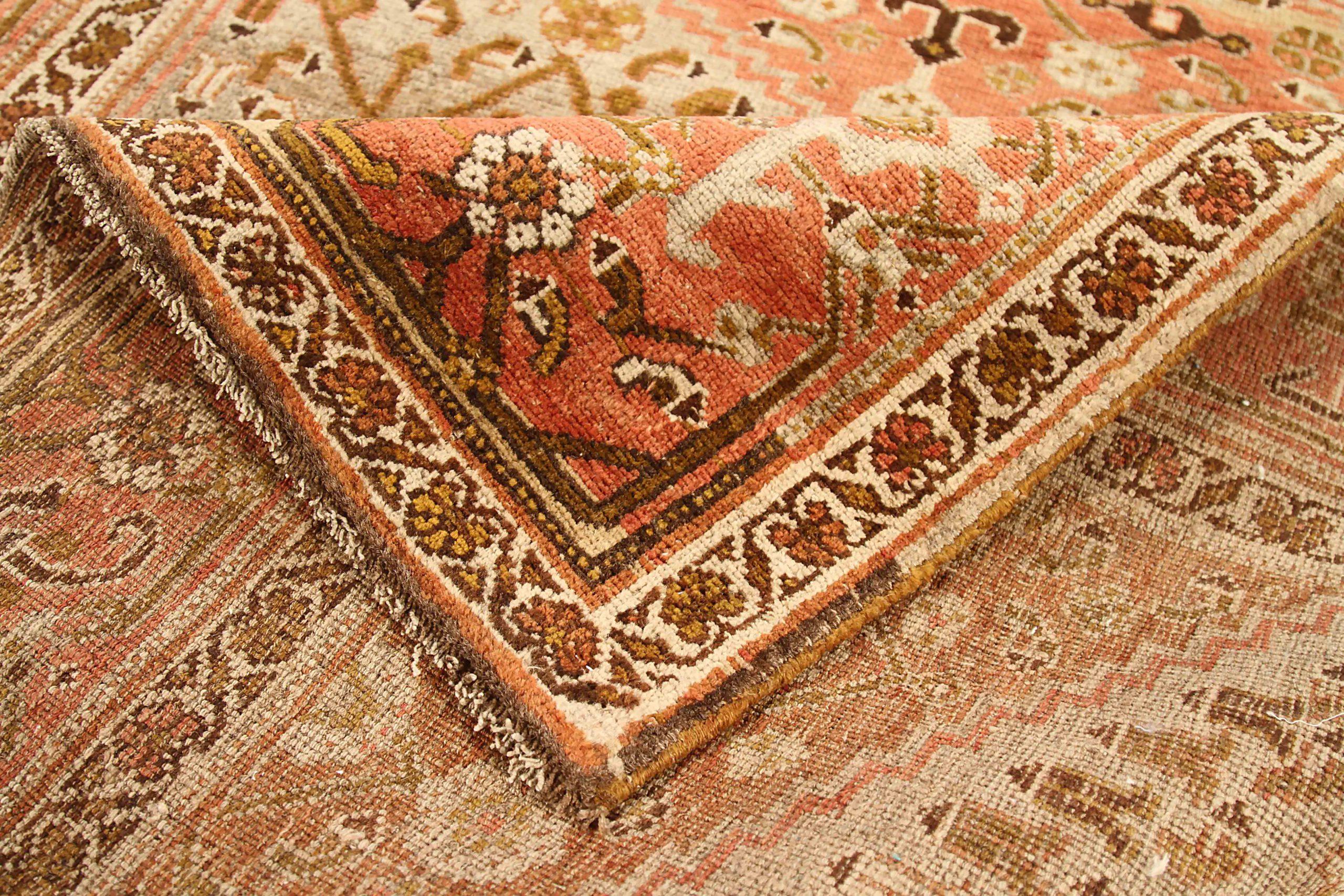 Persischer Bijar Kleiner Teppich - Wolle Elfenbein Rot Taupe 70629 im Zustand „Hervorragend“ im Angebot in Dallas, TX
