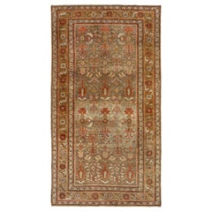 Tappeto persiano Bijar Small del 1910 - Lana Marrone Avorio Rosso - 91287