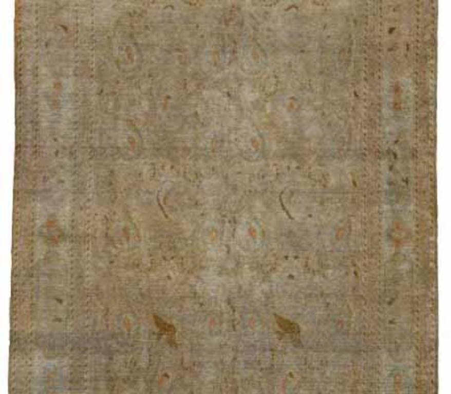 Persischer Bijar Kleiner Teppich CIRCA 1910 - Wolle Braun Elfenbein Taupe Design - 91398 (Asiatisch) im Angebot