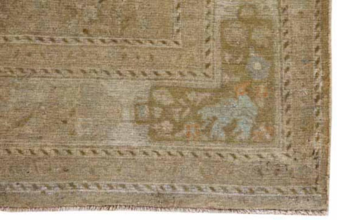 Persischer Bijar Kleiner Teppich CIRCA 1910 - Wolle Braun Elfenbein Taupe Design - 91398 im Zustand „Hervorragend“ im Angebot in Dallas, TX