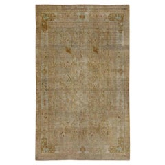 Persian Bijar Small Rug Circa 1910 - Wool Brown Ivory Taupe Design - 91398