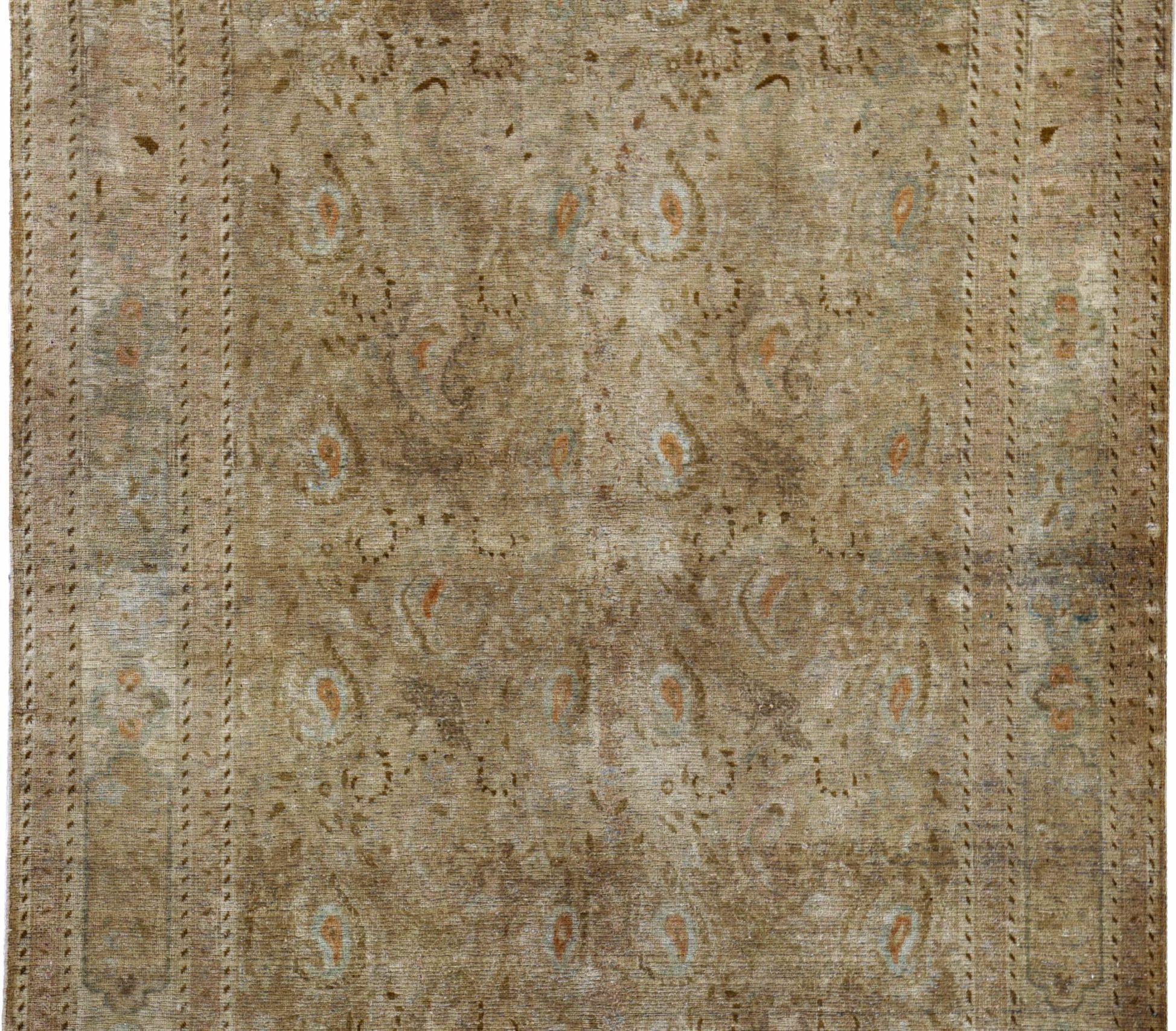Persischer Bijar Kleiner Teppich CIRCA 1910 - Wolle Braun Elfenbein Taupe Design - 91403 (Asiatisch) im Angebot