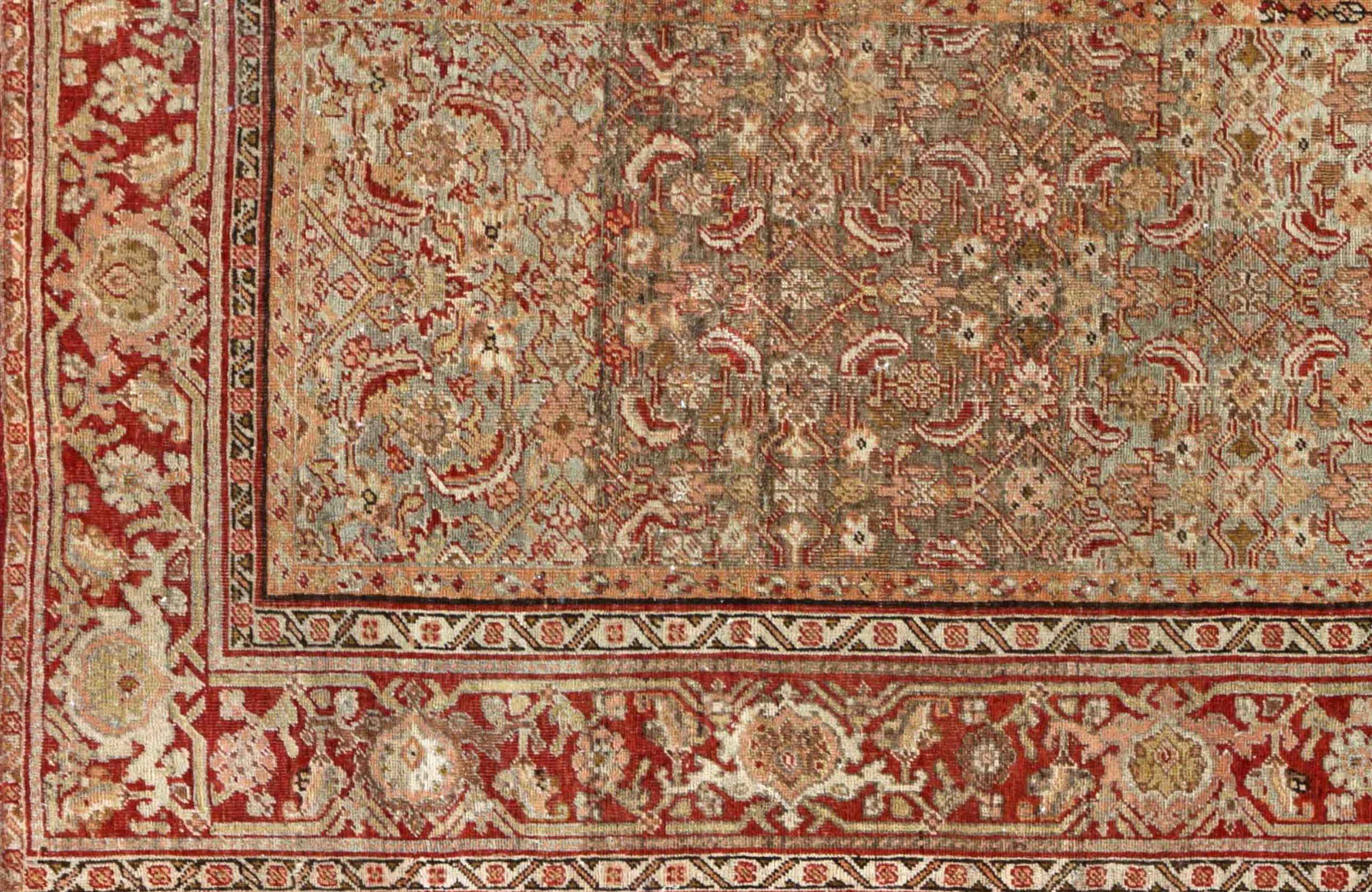 Asiatico Tappeto persiano Bijar, circa 1910 - Lana Avorio Azzurro Rosso Design - 91288 in vendita
