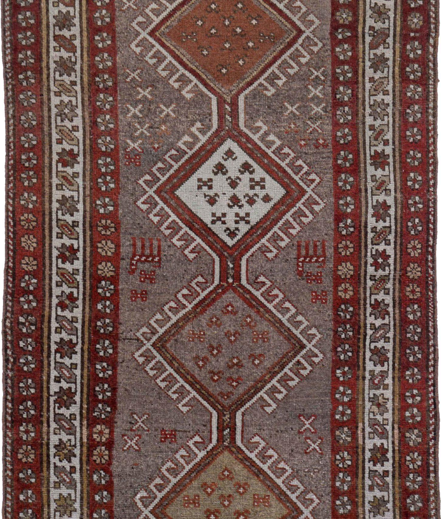 Persischer Bijar Kleiner Teppich Circa 1940 - Wolle Elfenbein Rot Design - 91419 (Asiatisch) im Angebot