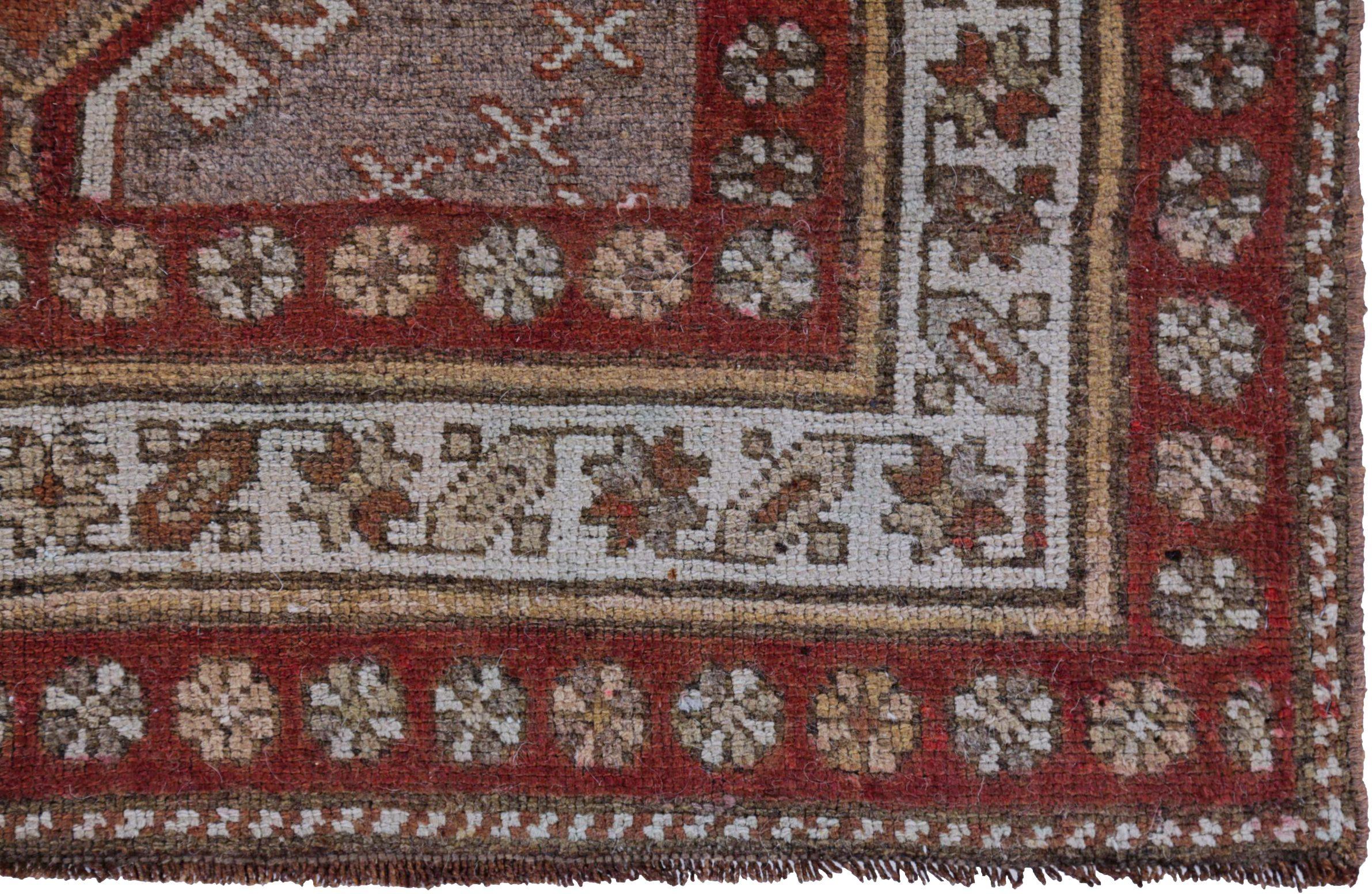 Persischer Bijar Kleiner Teppich Circa 1940 - Wolle Elfenbein Rot Design - 91419 (20. Jahrhundert) im Angebot