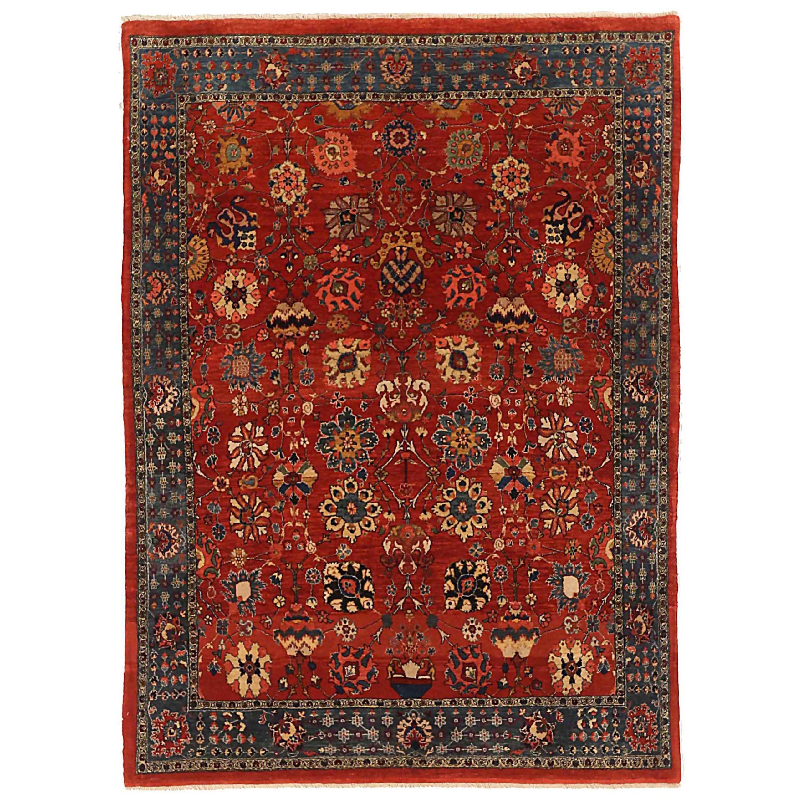 Persischer Bijar Kleiner Teppich CIRCA 1940 - Wolle Marineblau Rot Gelb 72684