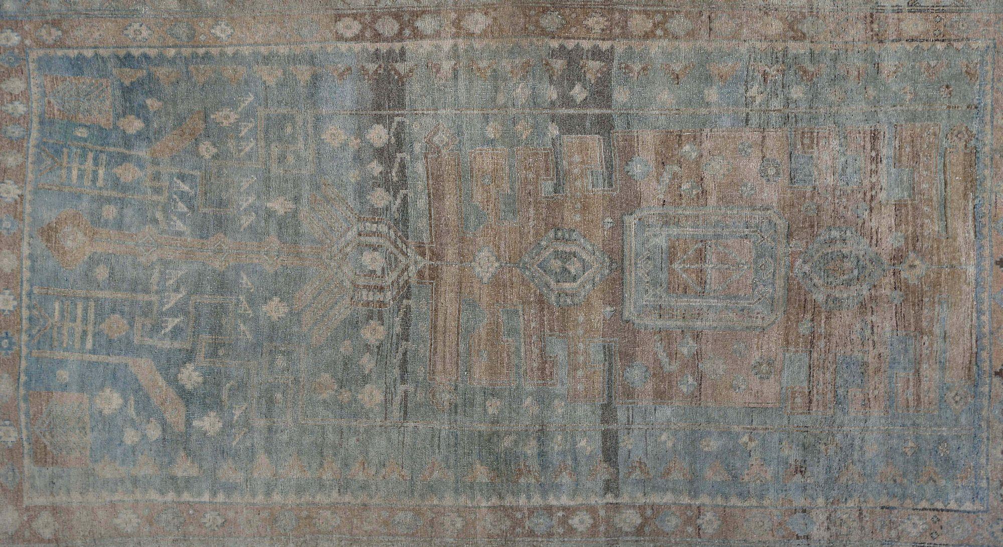 Persischer Bijar Small Teppich - Wolle Blau Braun Design - 97583 (Irakisch) im Angebot