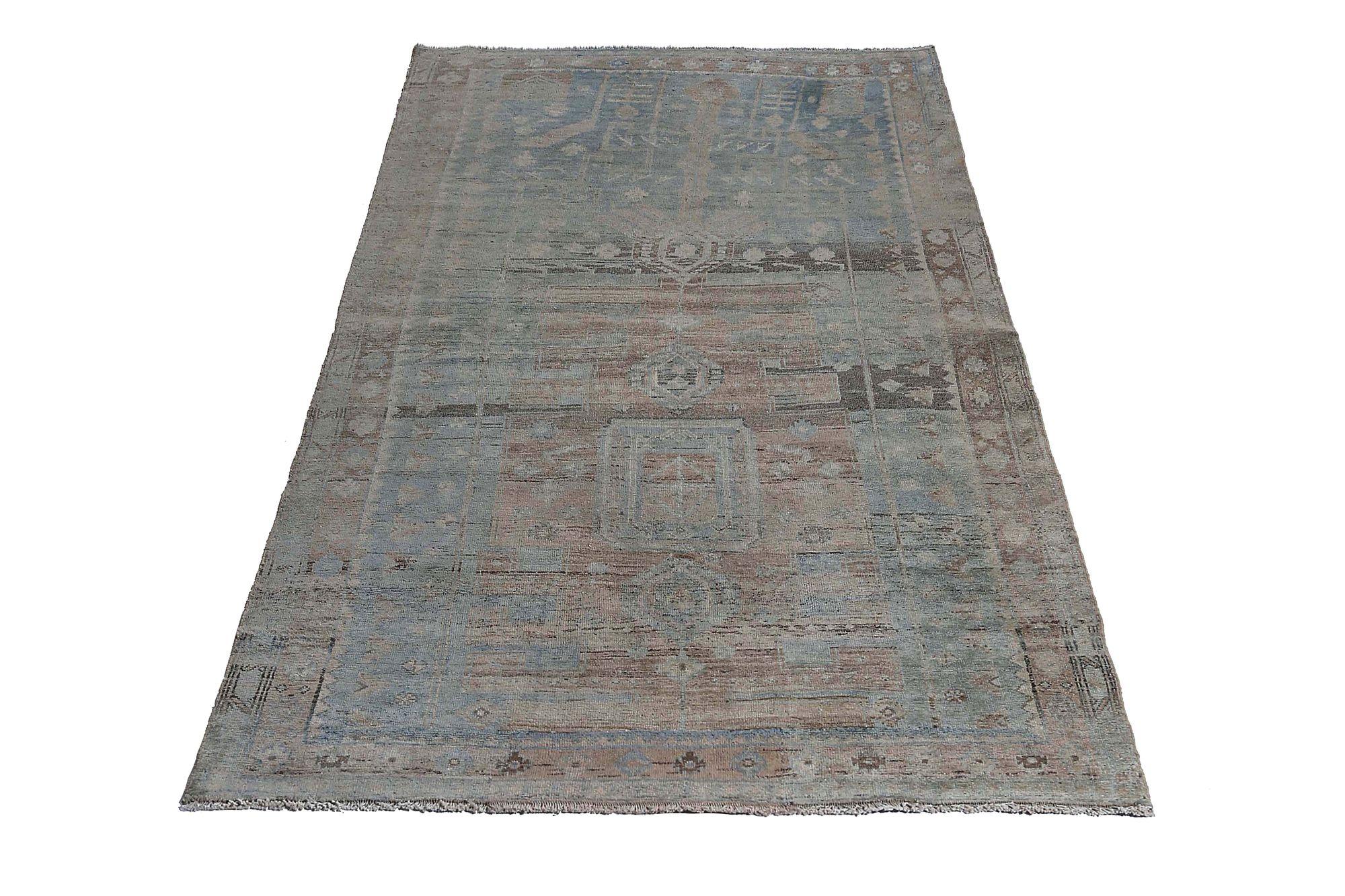 Persischer Bijar Small Teppich - Wolle Blau Braun Design - 97583 (20. Jahrhundert) im Angebot