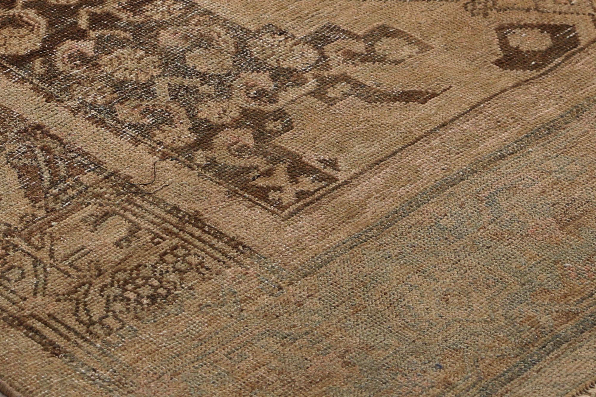 Persischer Bijar Small Teppich - Wolle Blau Braun Taupe Design - 97420 (Irakisch) im Angebot